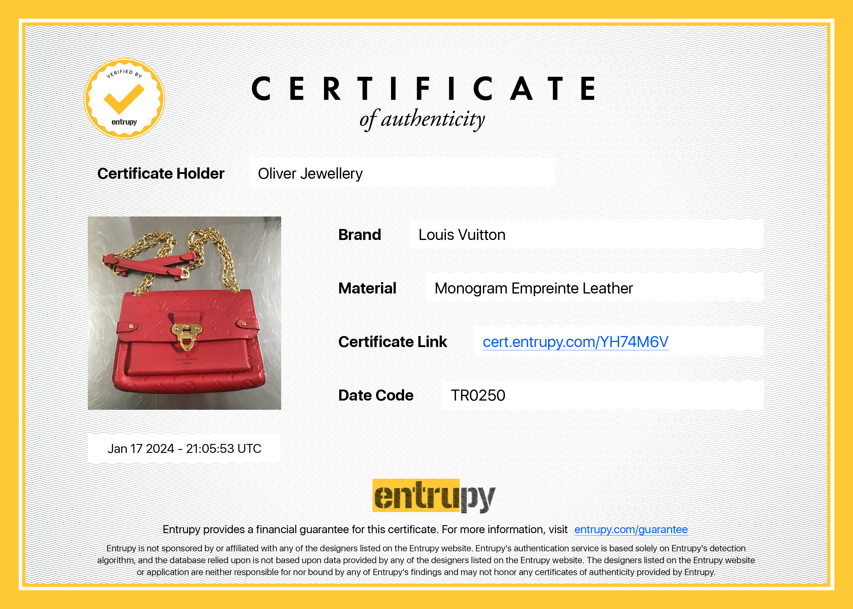 Louis Vuitton 2020 Red Monogram Empreinte Leather Vavin BB