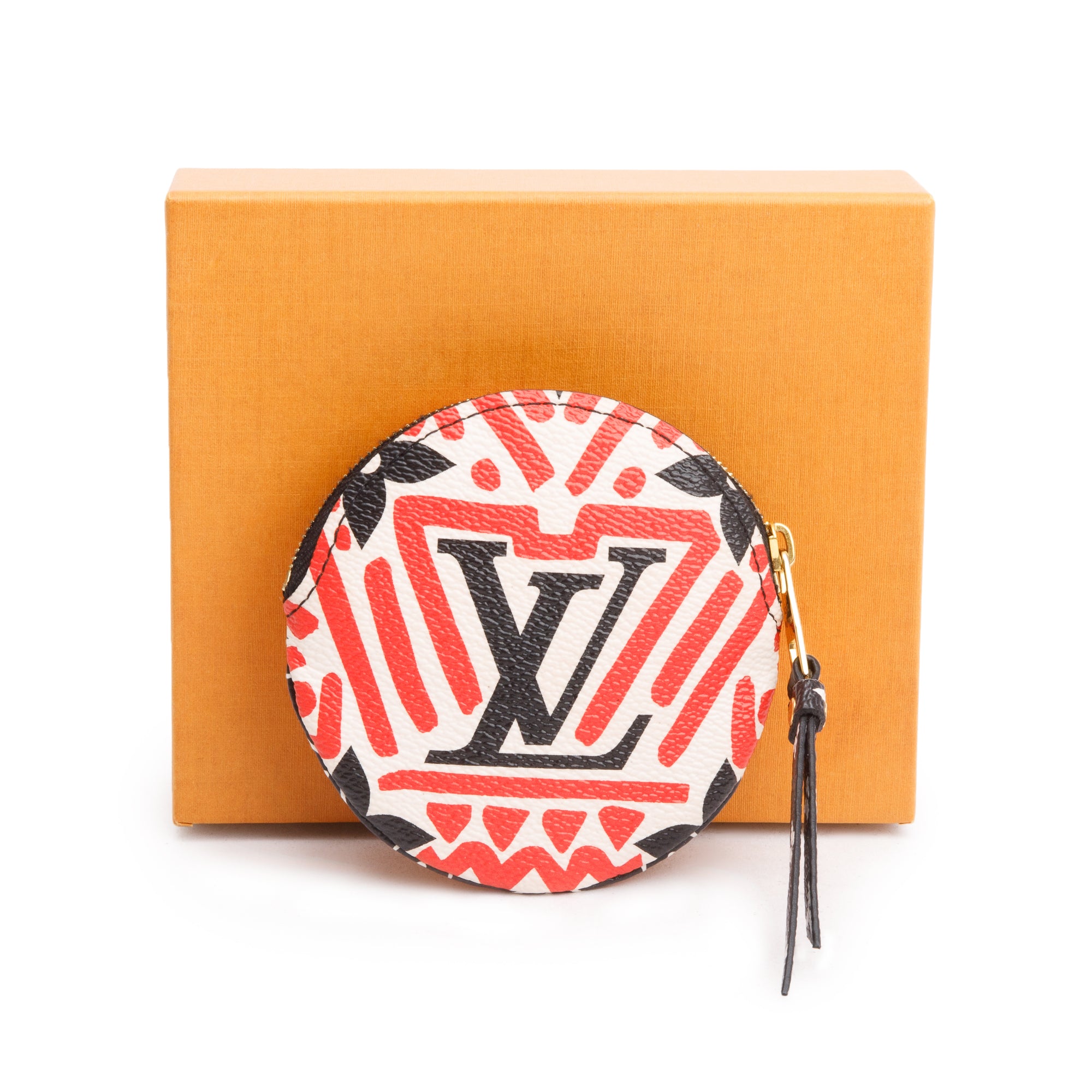 Louis Vuitton 2020 Red/Creme/Black Monogram Crafty Round Coin Purse w/ Box & Receipt