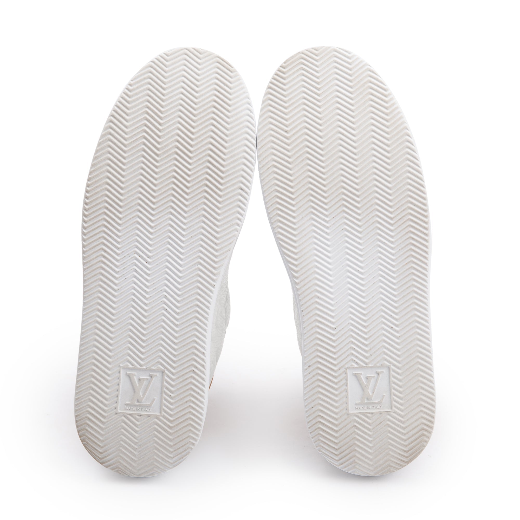 Louis Vuitton 2020 White Monogram Embosssed Leather Beverly Hills Sneakers, Size 6.5 w/ Box