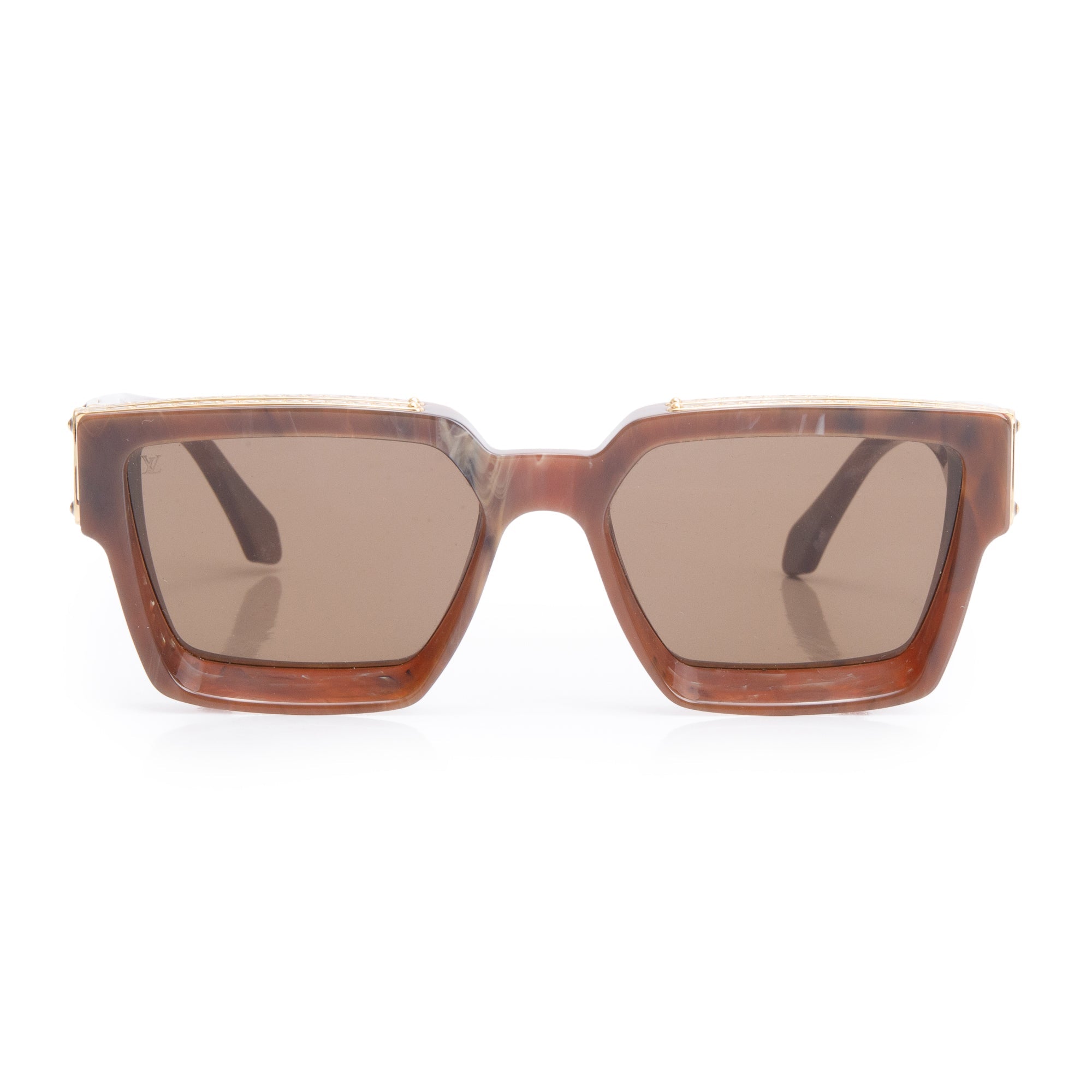 Louis Vuitton 2020 Z1337W Brown Choco Marble Acetate 1.1 Millionaires Sunglasses w/ Box, Receipt & Case