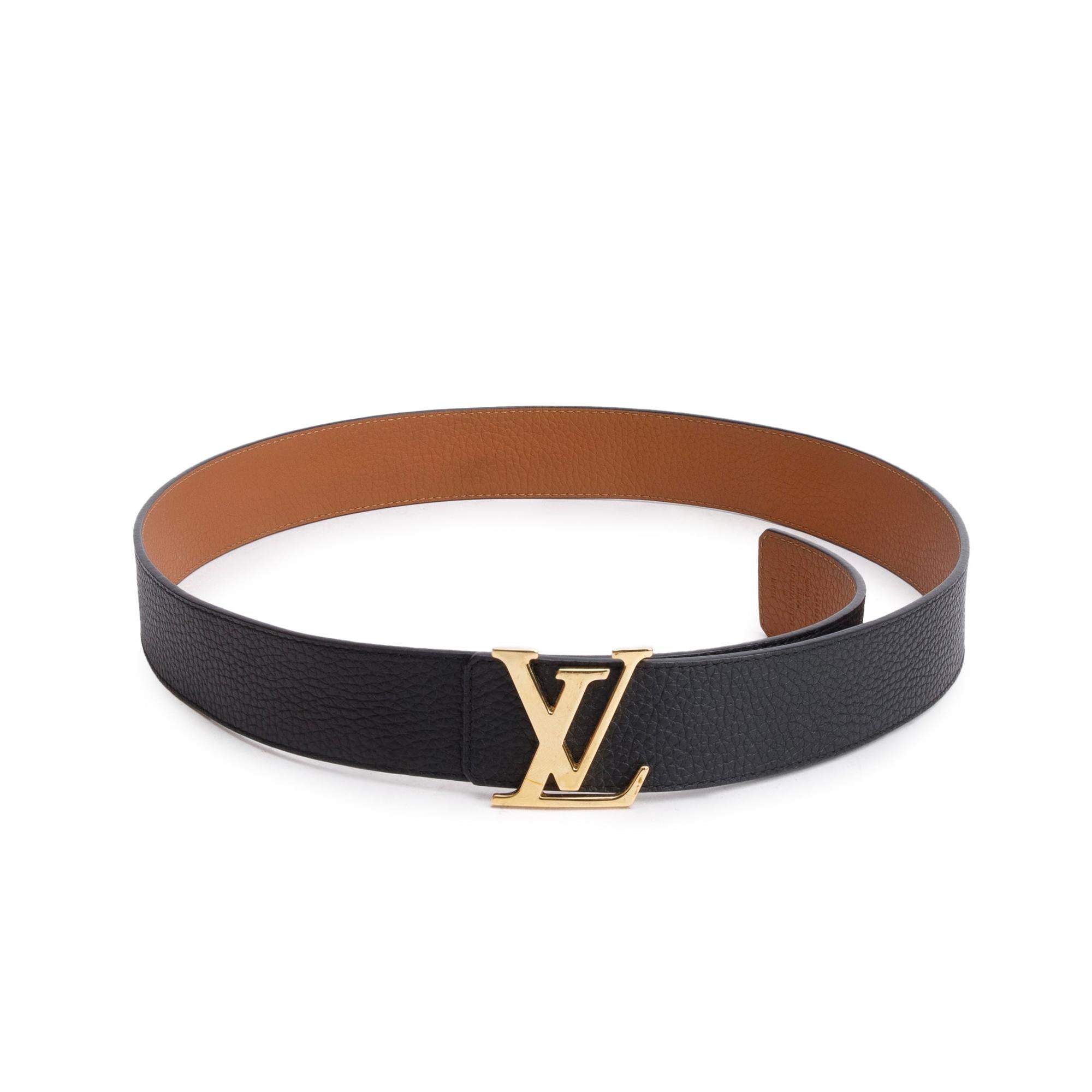 Louis Vuitton 2021 Black & Brown Taurillon Leather LV Initials 40 MM Reversible Belt 95 38 w/ Box