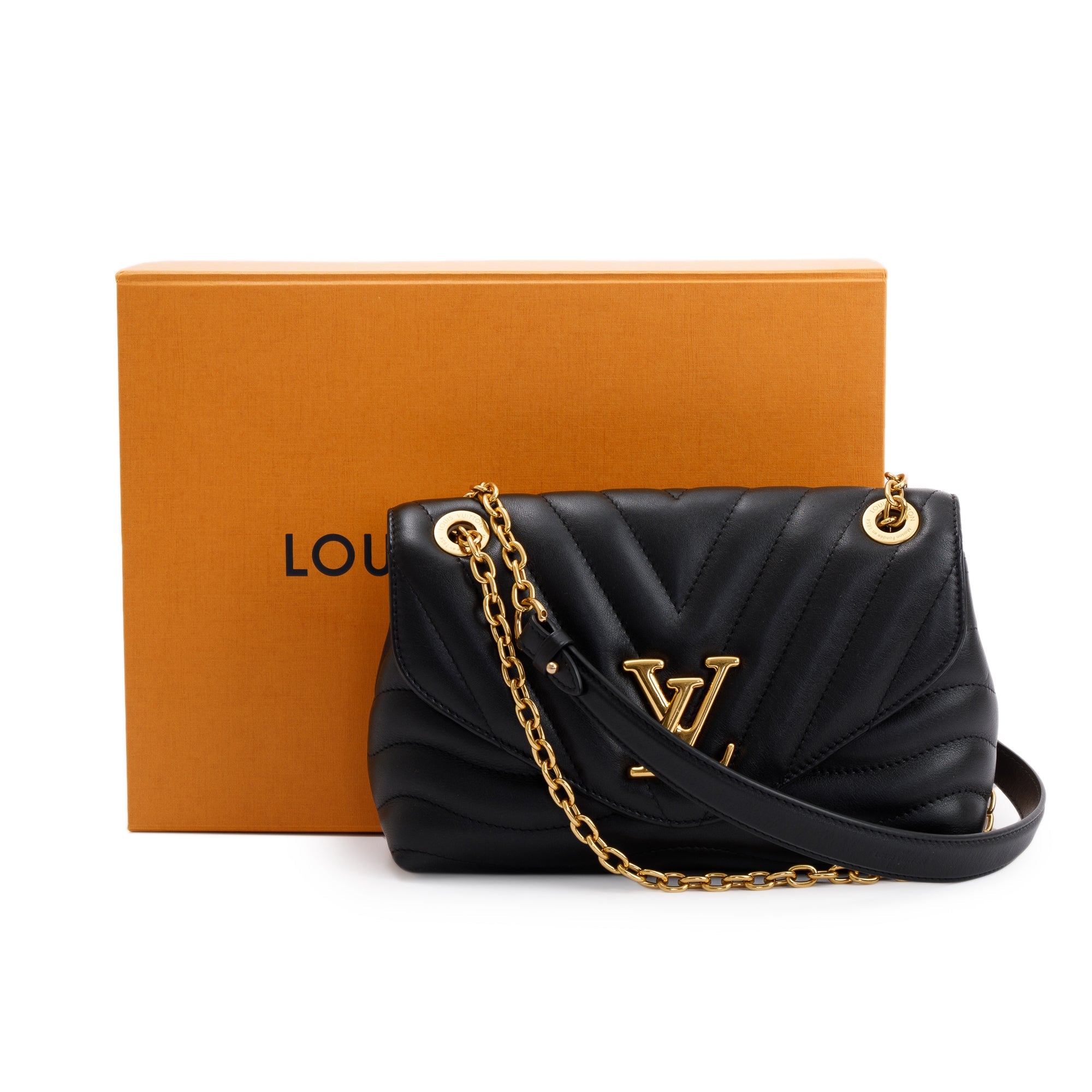 Louis Vuitton 2021 Black Cowhide Leather New Wave Chain Bag MM w/ Box & Receipt