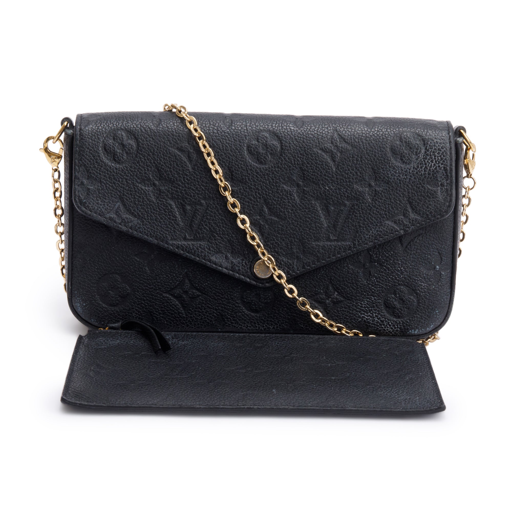 Louis Vuitton 2021 Black Monogram Empreinte Leather Felicie Pochette w/ Insert