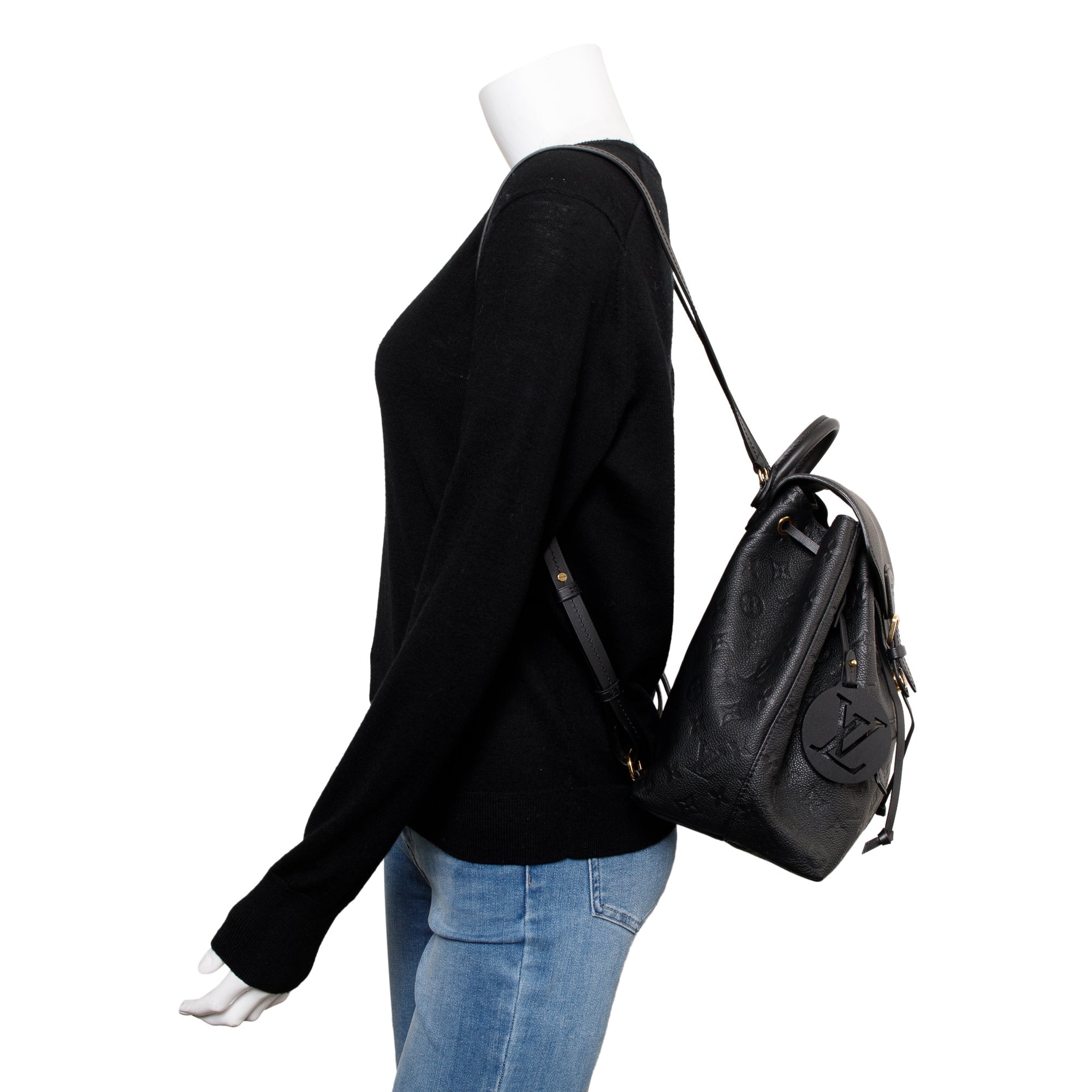 Louis Vuitton 2021 Black Monogram Empreinte Montsouris Backpack