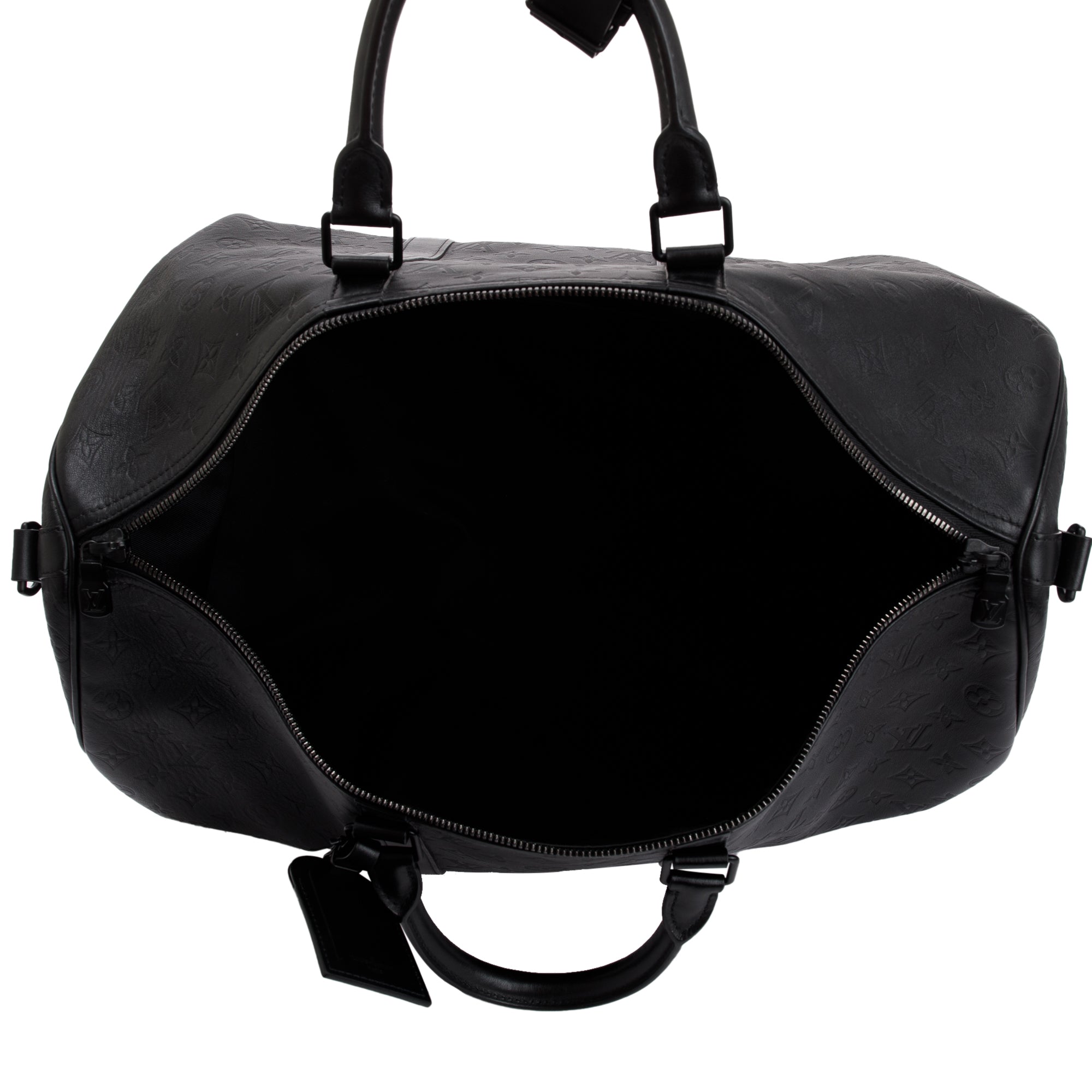 Louis Vuitton 2021 Black Monogram Shadow Embossed Keepall Bandouliere 50 w/ Box & Receipt