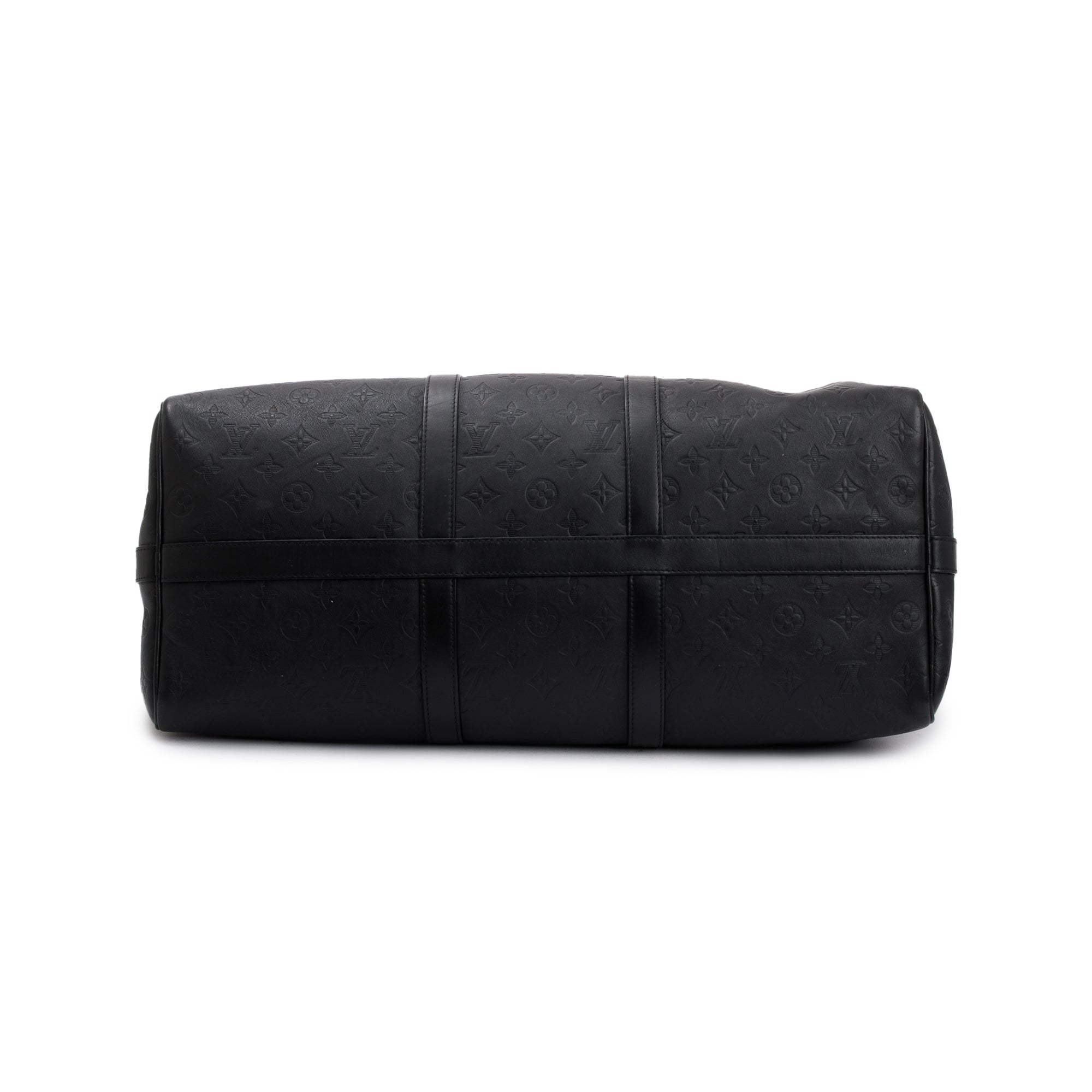 Louis Vuitton 2021 Black Monogram Shadow Embossed Keepall Bandouliere 50 w/ Box & Receipt