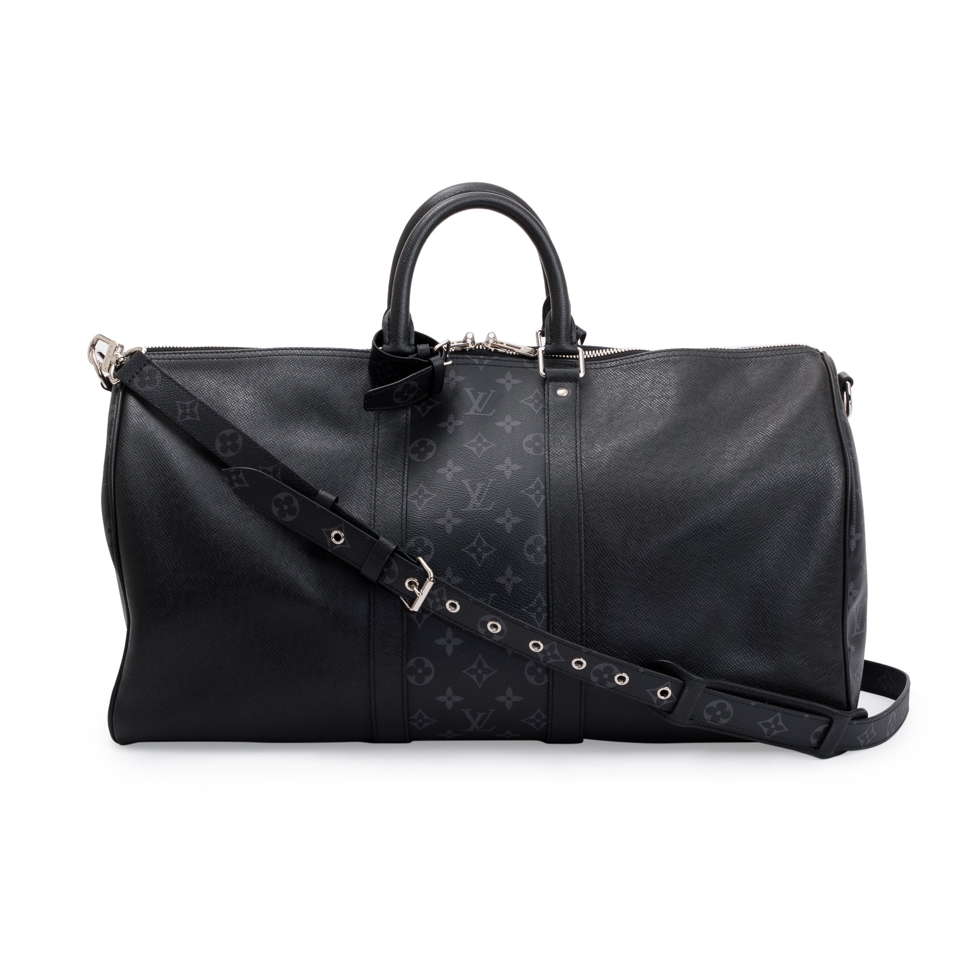 Louis Vuitton 2021 Black Taigarama Keepall Bandouliere 50 w/ Box
