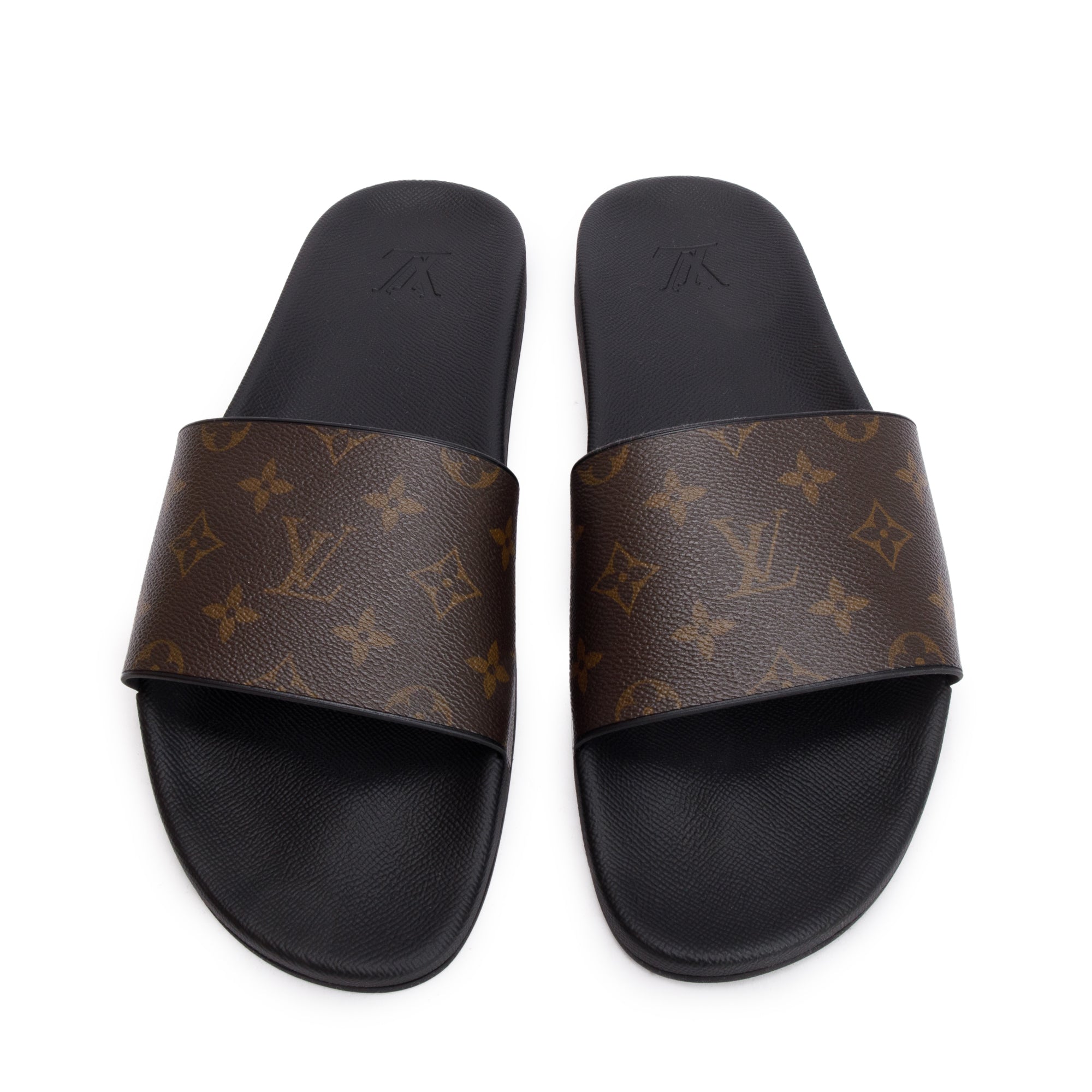 Louis Vuitton 2021 Brown Monogram Macassar Waterfront Mule Slides, Size 12