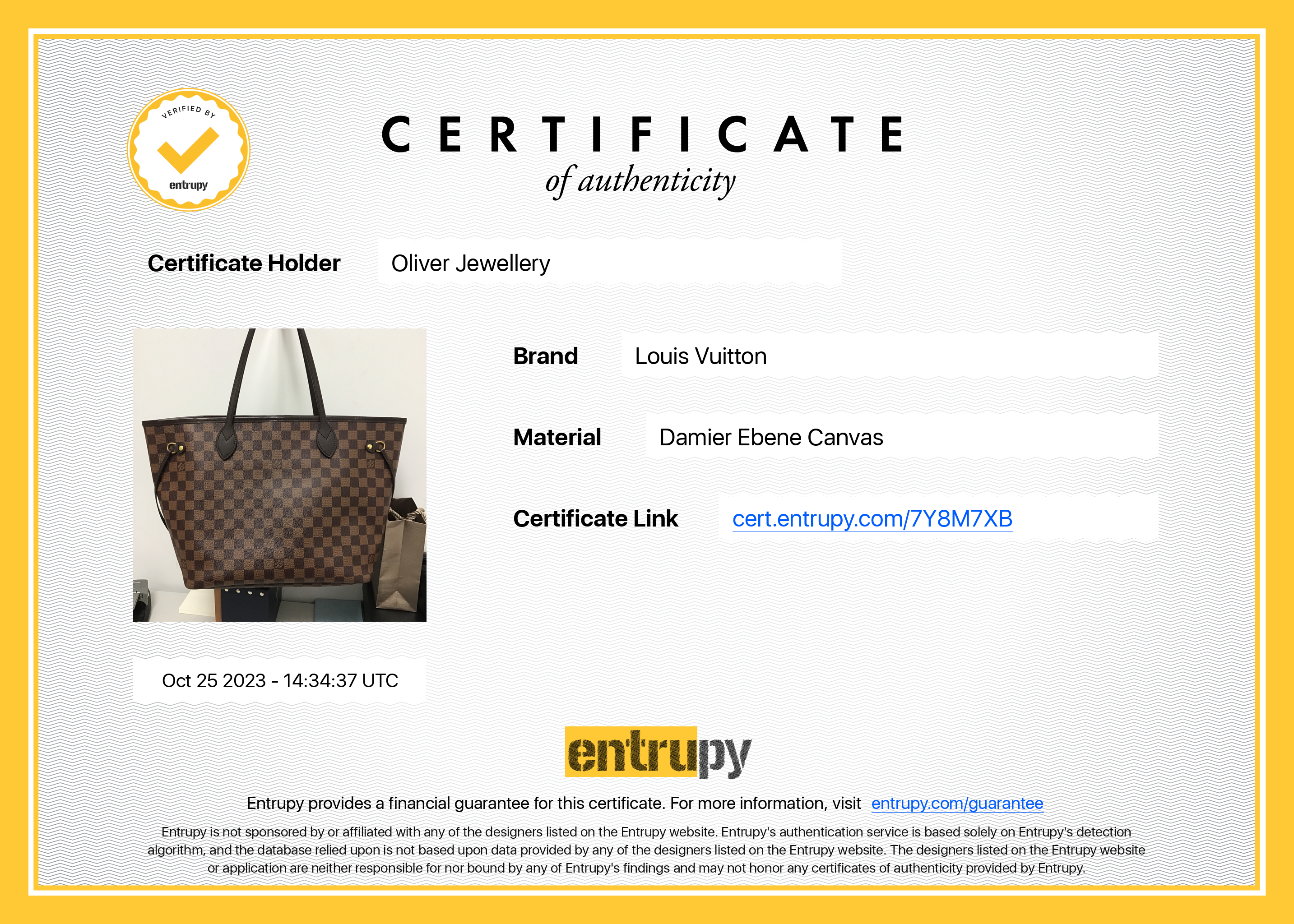 Louis Vuitton 2021 Damier Ebene Neverfull MM w/ Receipt