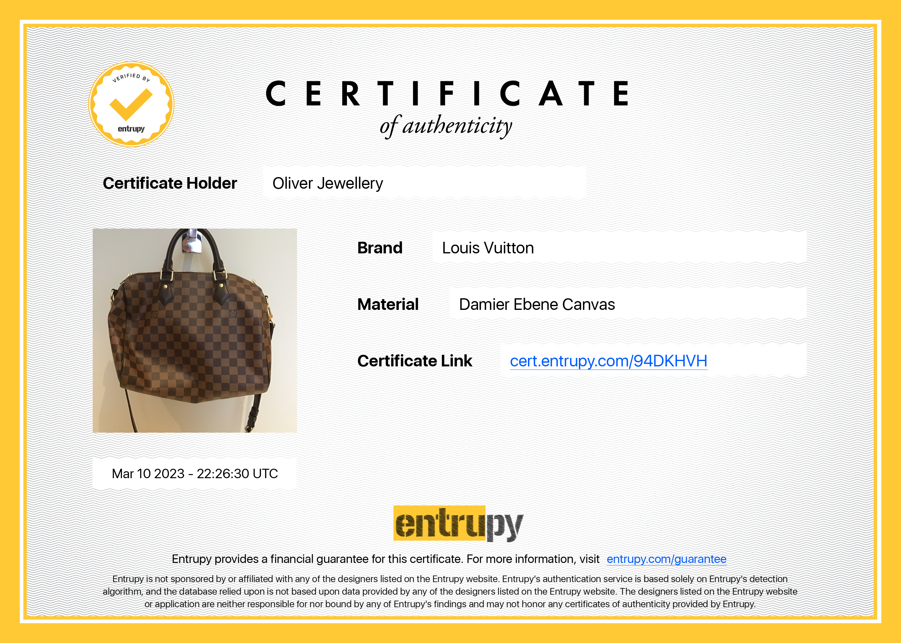 Louis Vuitton 2021 Damier Ebene Speedy Bandouliere 30 w/ Receipt