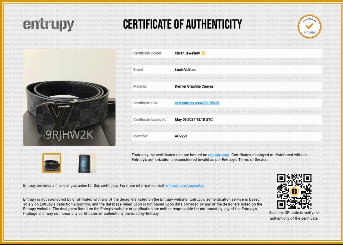 Louis Vuitton 2021 Damier Graphite LV Initiales 40MM Belt, Size 100 40