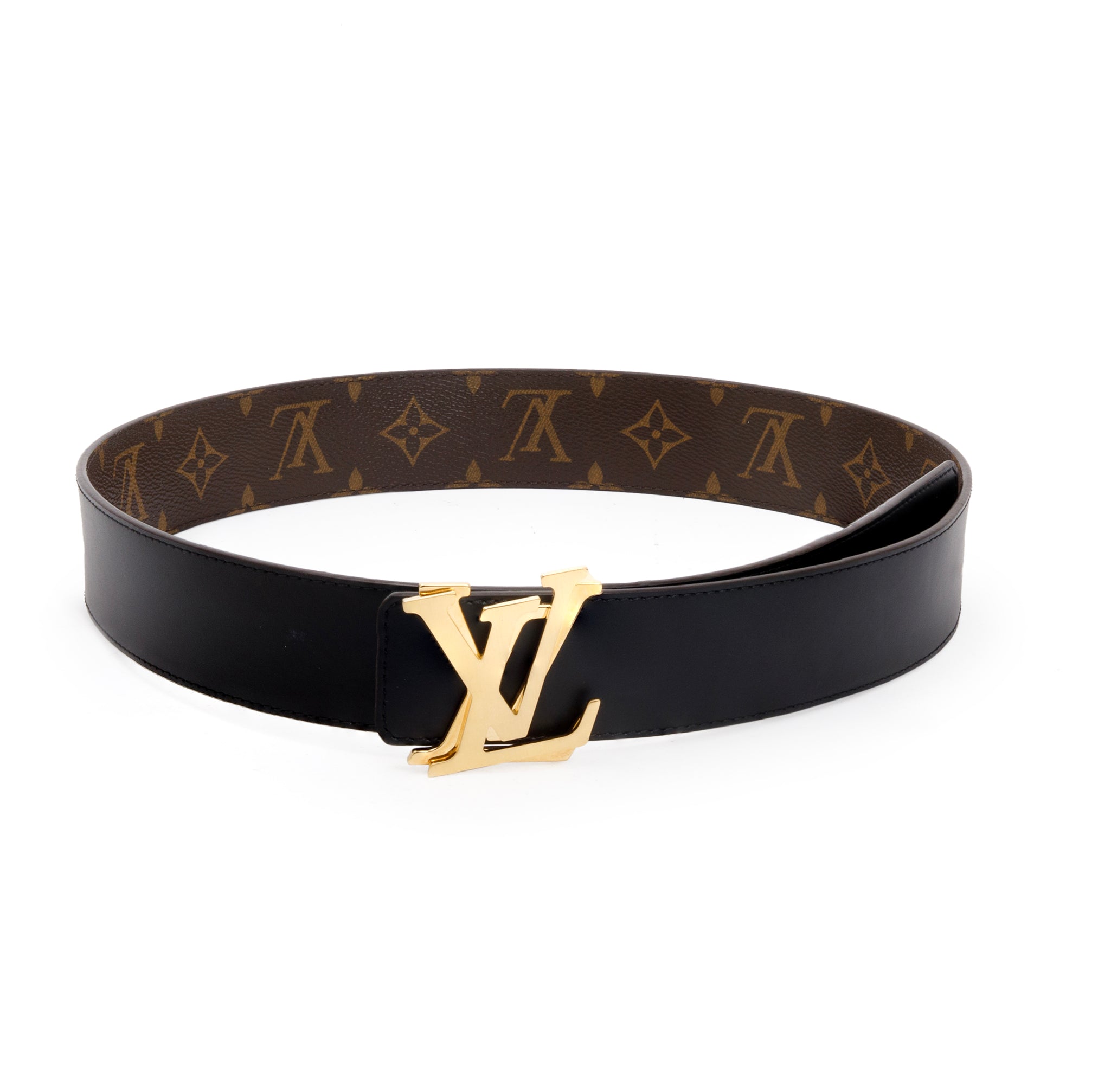Louis Vuitton 2021 Monogram Canvas & Black Leather LV Shake 40 MM Reversible Belt 85 34