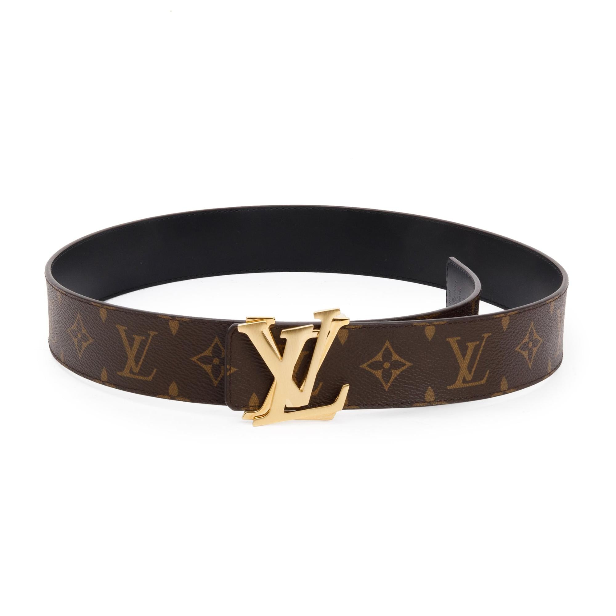 Louis Vuitton 2021 Monogram Canvas & Black Leather LV Shake 40 MM Reversible Belt 85 34
