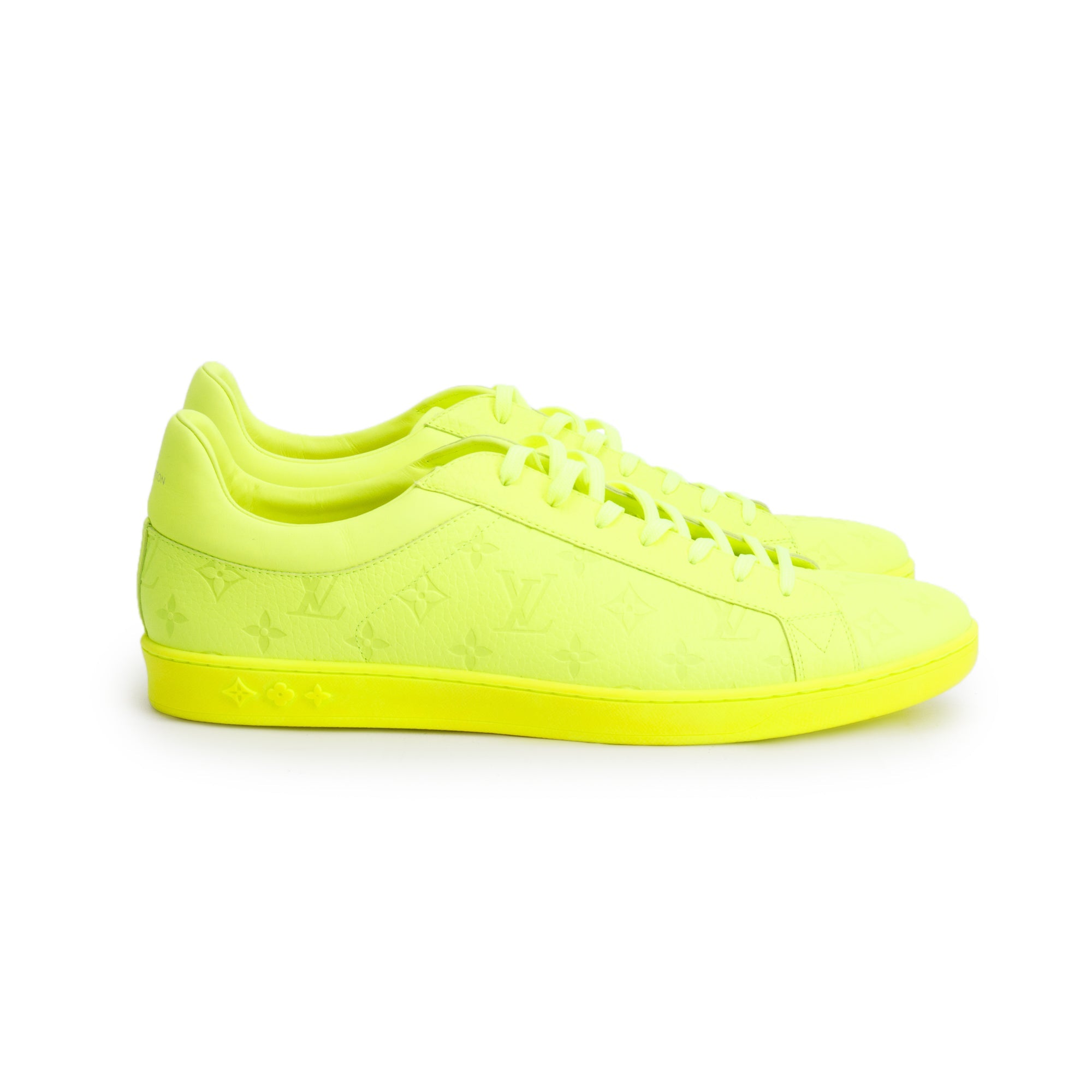 Louis Vuitton 2021 Neon Yellow Monogram Empreinte Leather Luxembourg Sneakers, Size 13 w/ Box