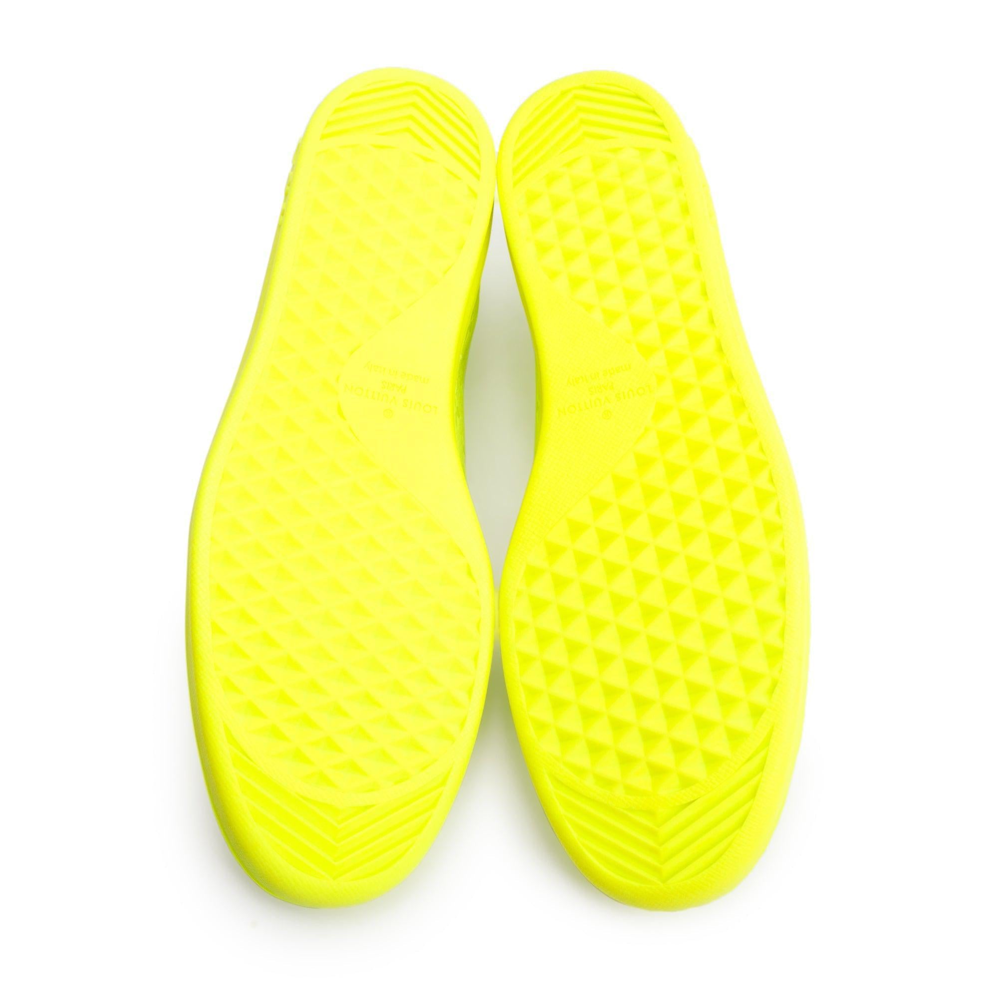 Louis Vuitton 2021 Neon Yellow Monogram Empreinte Leather Luxembourg Sneakers, Size 13 w/ Box