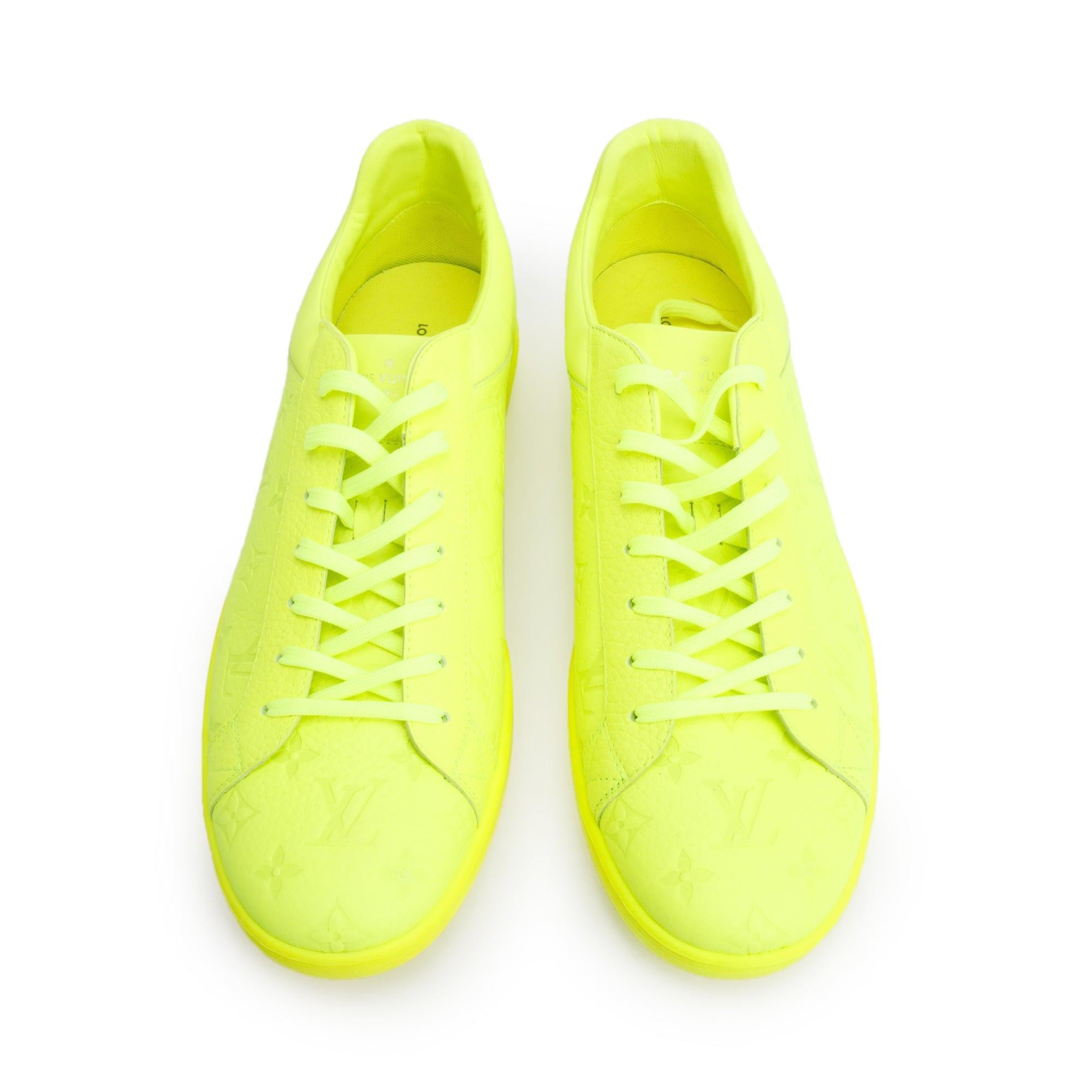 Louis Vuitton 2021 Neon Yellow Monogram Empreinte Leather Luxembourg Sneakers, Size 13 w/ Box