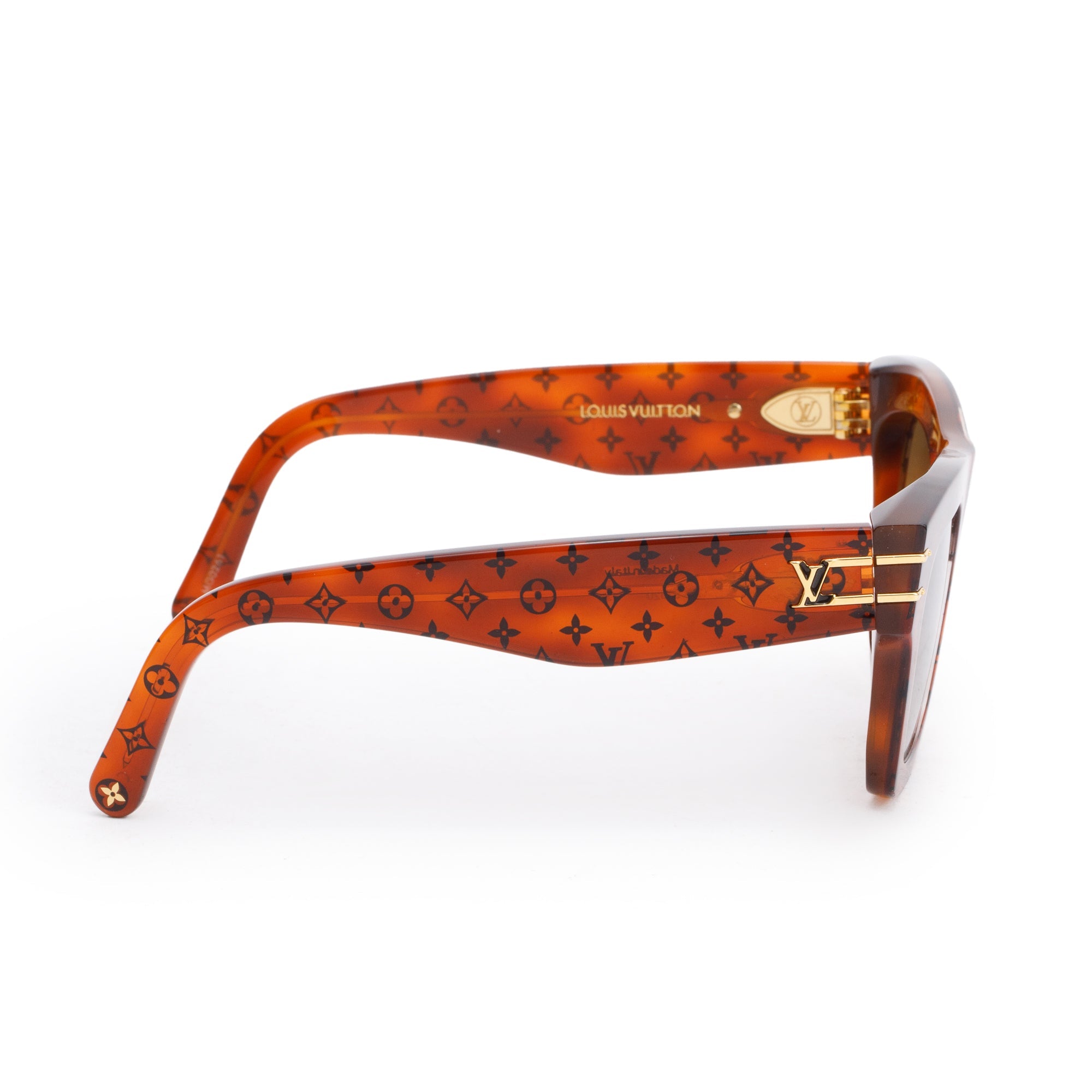 Louis Vuitton 2021 Z1483E Brown Monogram Acetate Blade Square Sunglasses w/ Box & Case
