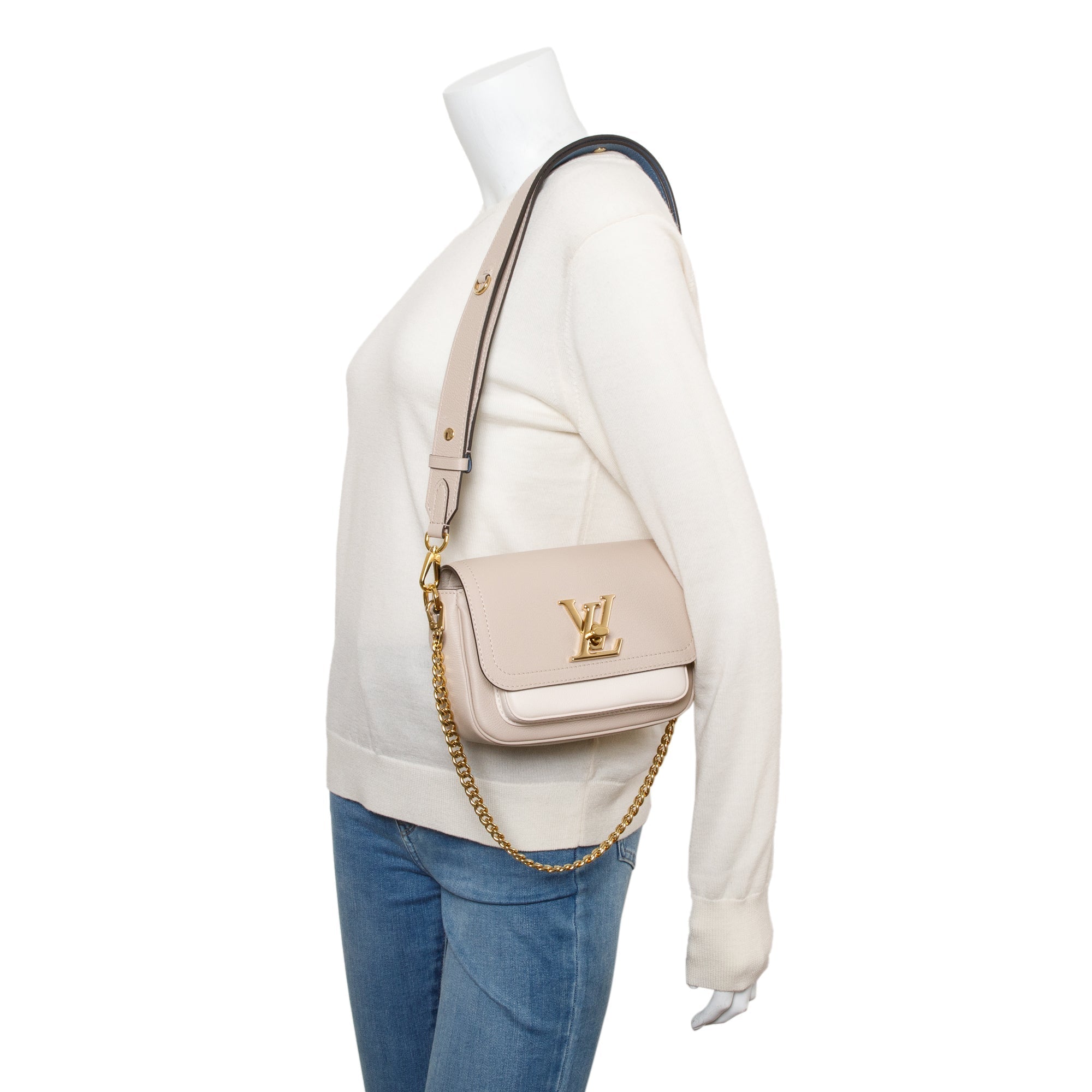 Louis Vuitton 2022 Beige Leather LockMe Tender Bag w/ Box