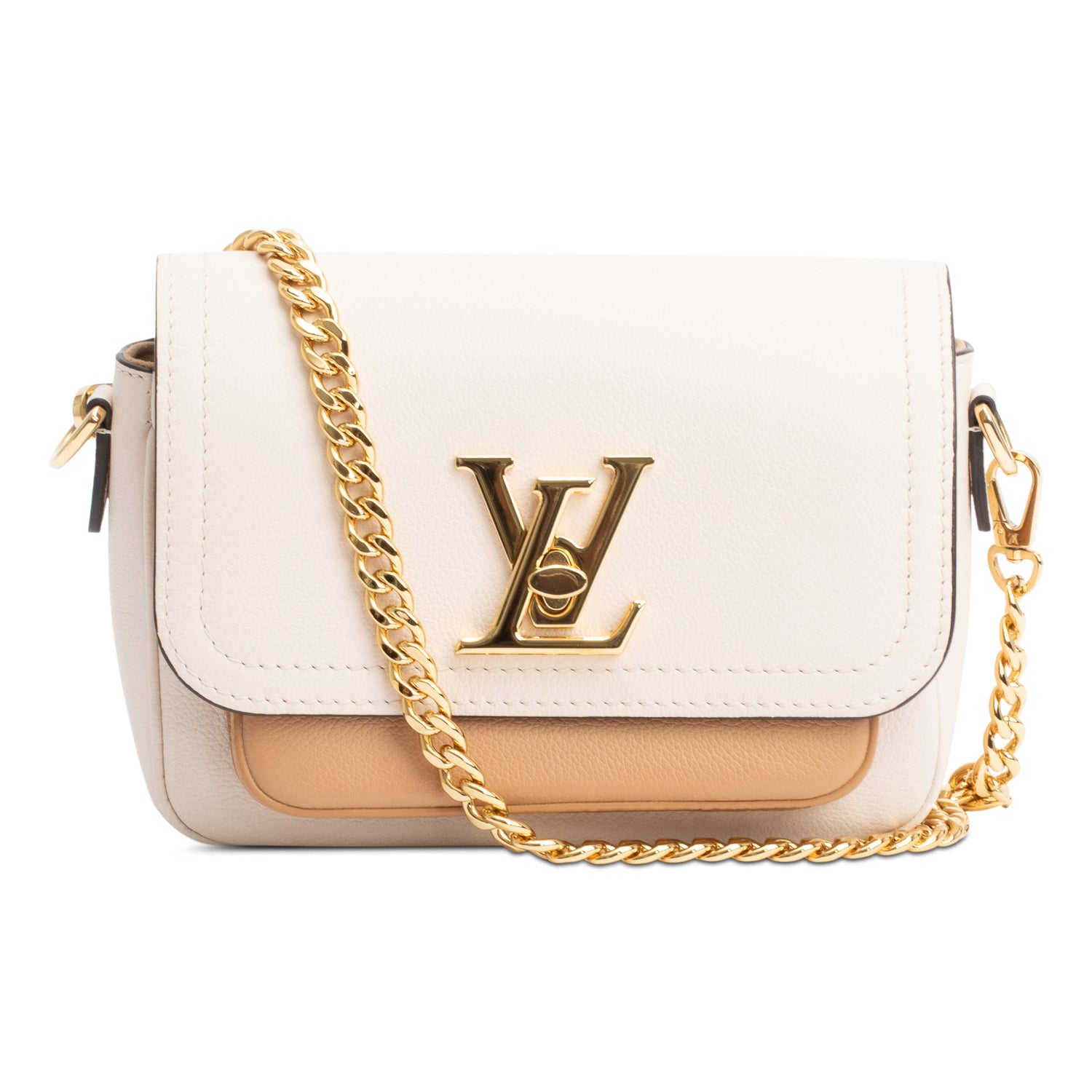 Louis Vuitton 2022 Beige Leather LockMe Tender Bag w/ Straps & Receipt
