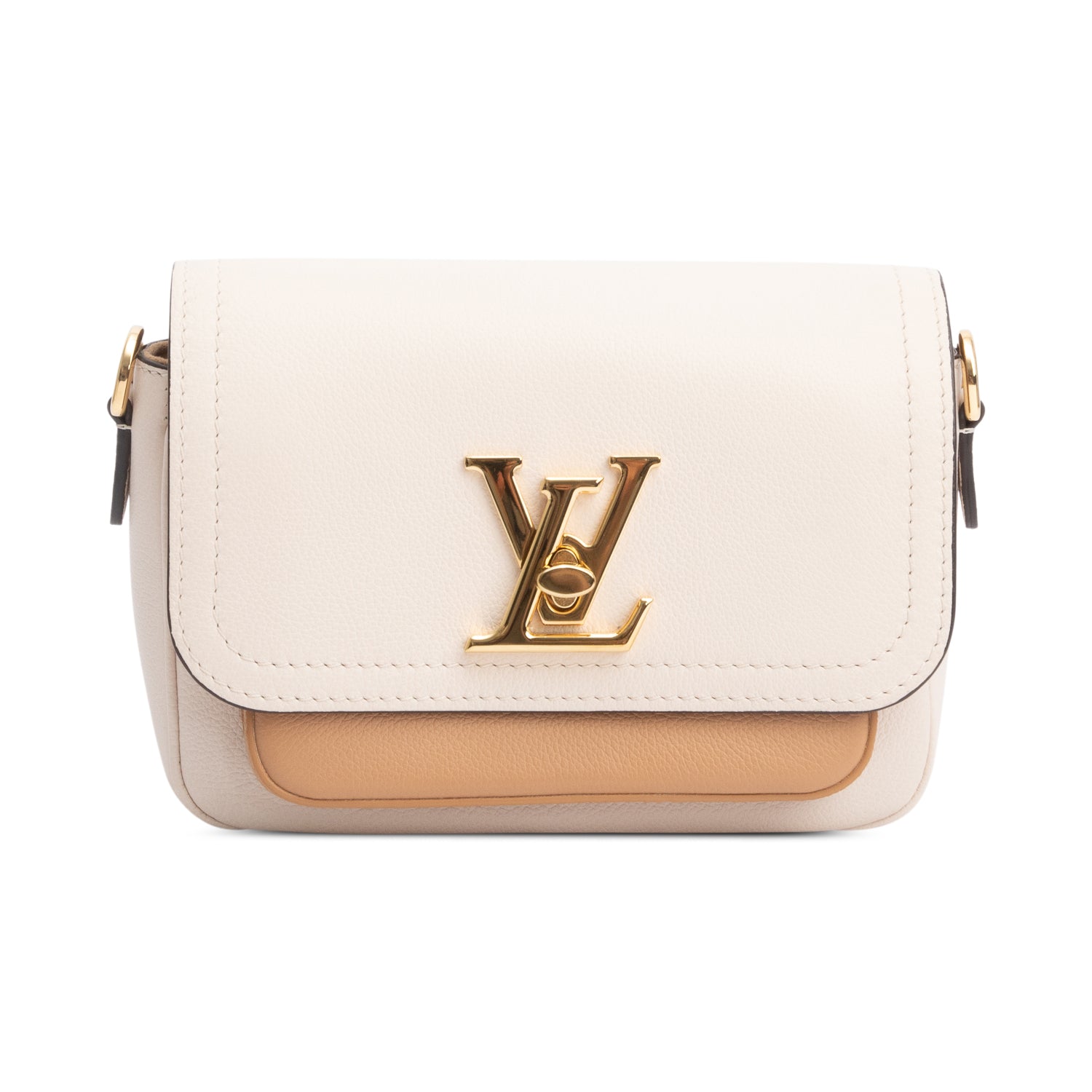 Louis Vuitton 2022 Beige Leather LockMe Tender Bag w/ Straps & Receipt
