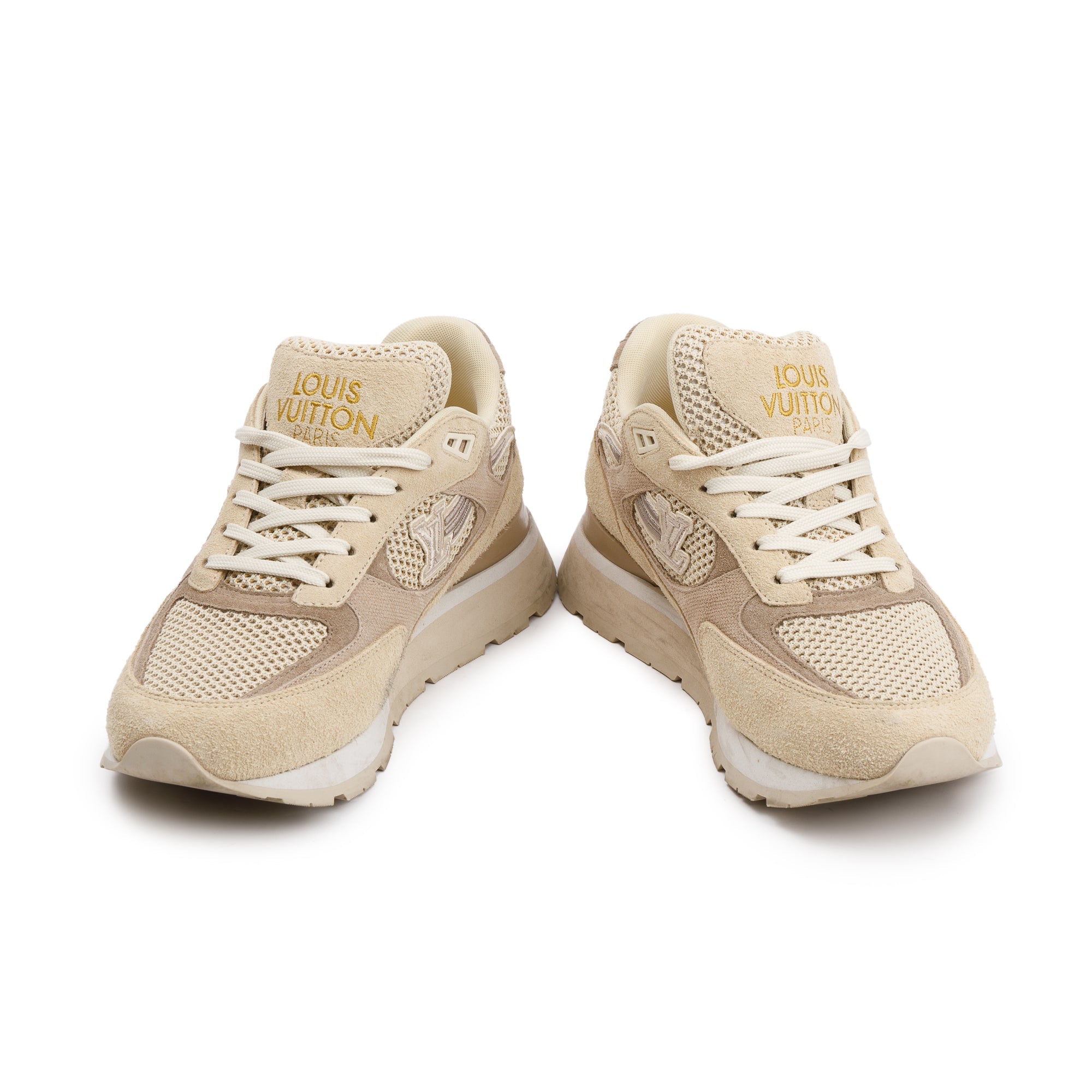 Louis Vuitton 2022 Beige Suede LV Trainer Sneakers, Size 7 w/ Box