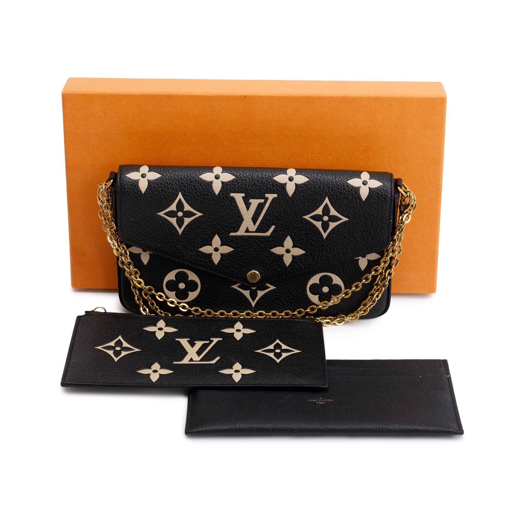 Louis Vuitton 2022 Bicolor Monogram Empreinte Leather Felicie Pochette w/ Inserts & Box