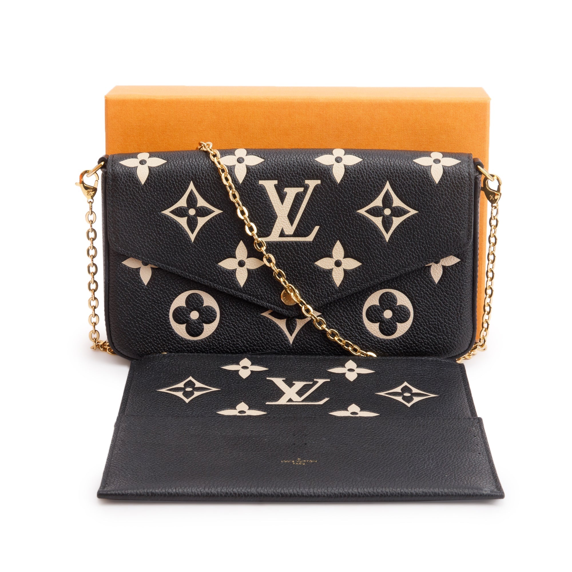 Louis Vuitton 2022 Bicolor Monogram Empreinte Leather Felicie Pochette w/ Inserts & Box