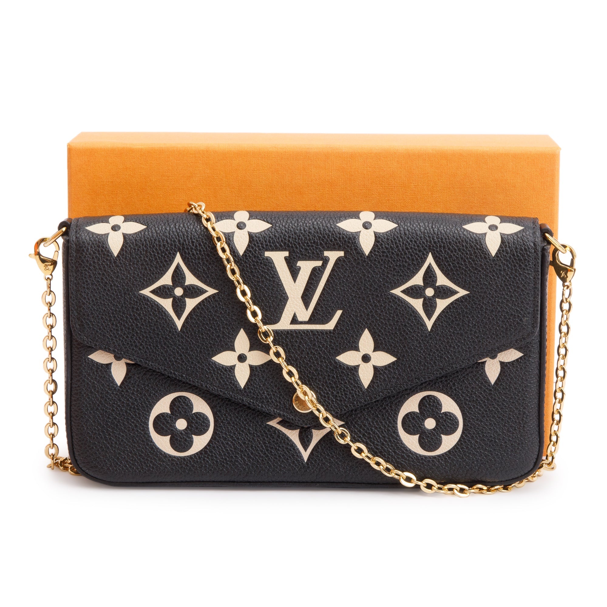 Louis Vuitton 2022 Bicolor Monogram Empreinte Leather Felicie Pochette w/ Inserts & Box
