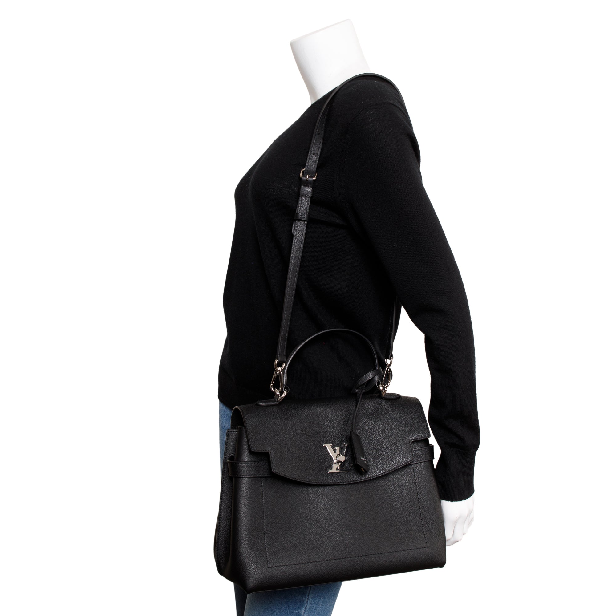 Louis Vuitton 2022 Black Calfskin Leather LockMe Ever MM w/ Strap