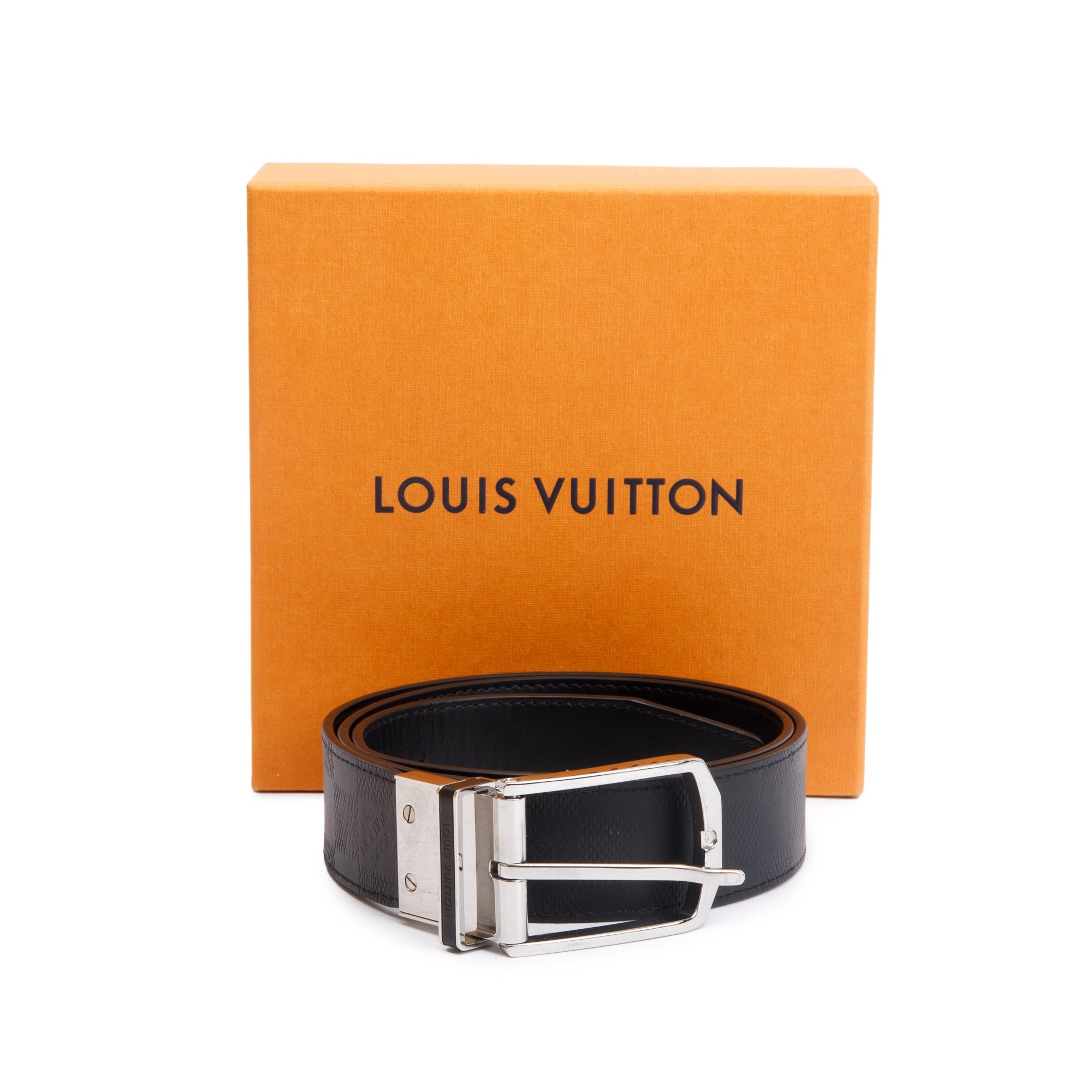 Louis Vuitton 2022 Black Damier Infini Leather Pont Neuf 35 MM Belt, Size 85 34 w/ Box
