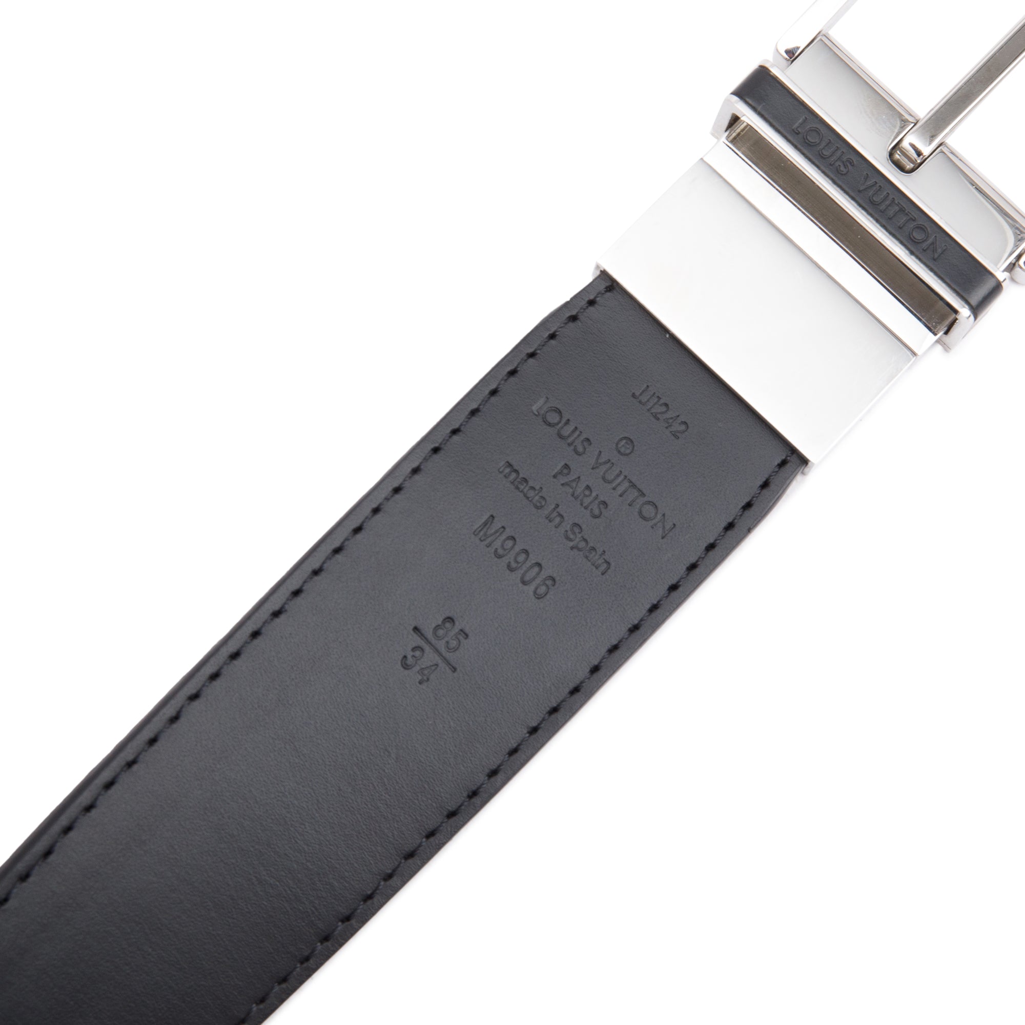 Louis Vuitton 2022 Black Damier Infini Leather Pont Neuf 35 MM Belt, Size 85 34 w/ Box