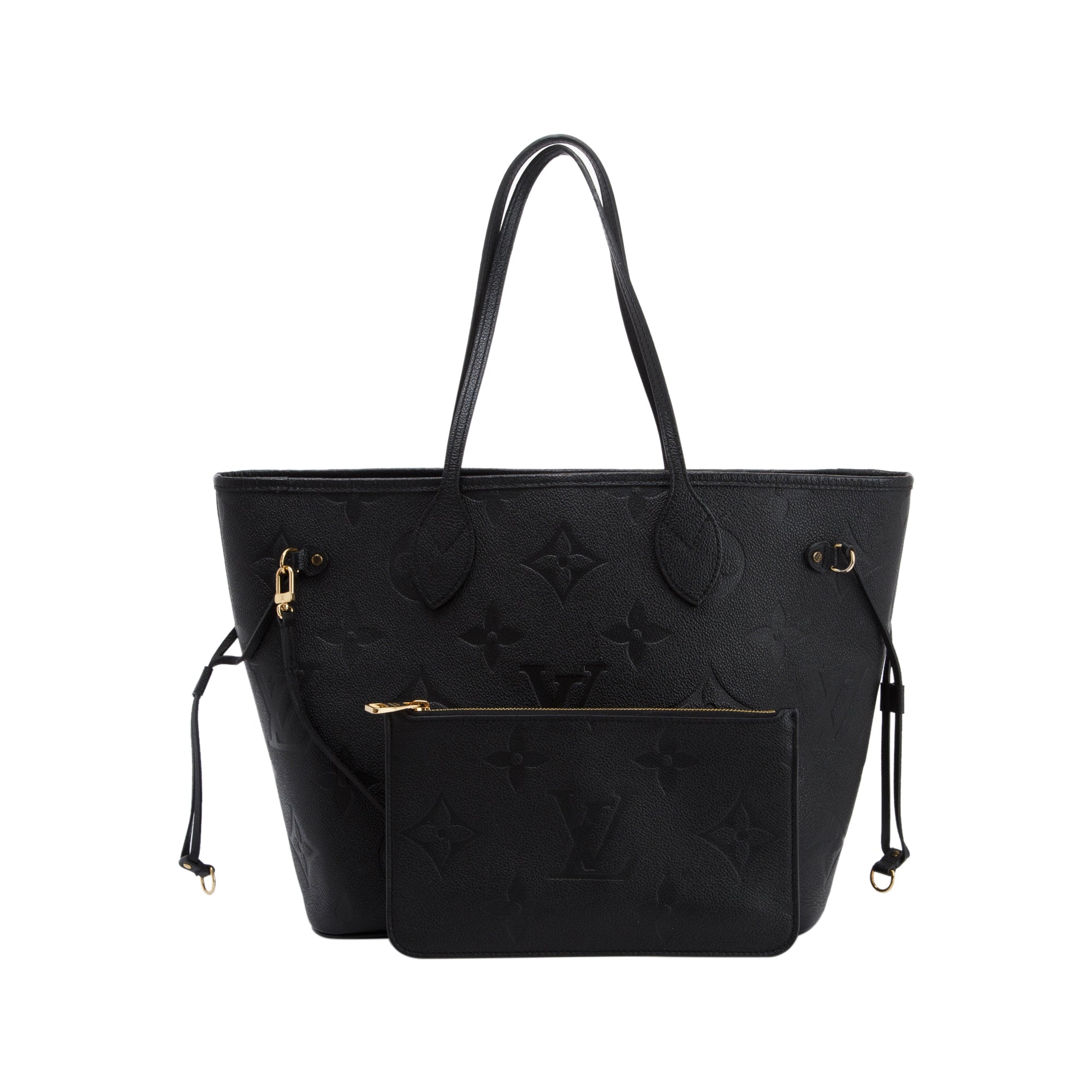 Louis Vuitton 2022 Black Empreinte Leather Neverfull MM w/ Pouch & Box