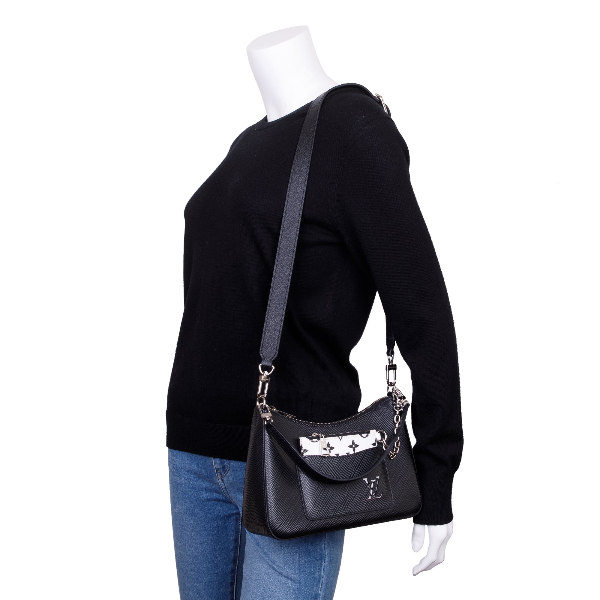 Louis Vuitton 2022 Black Epi Leather Marelle Quartz Bag w/ Box, Straps & Zip Pouch