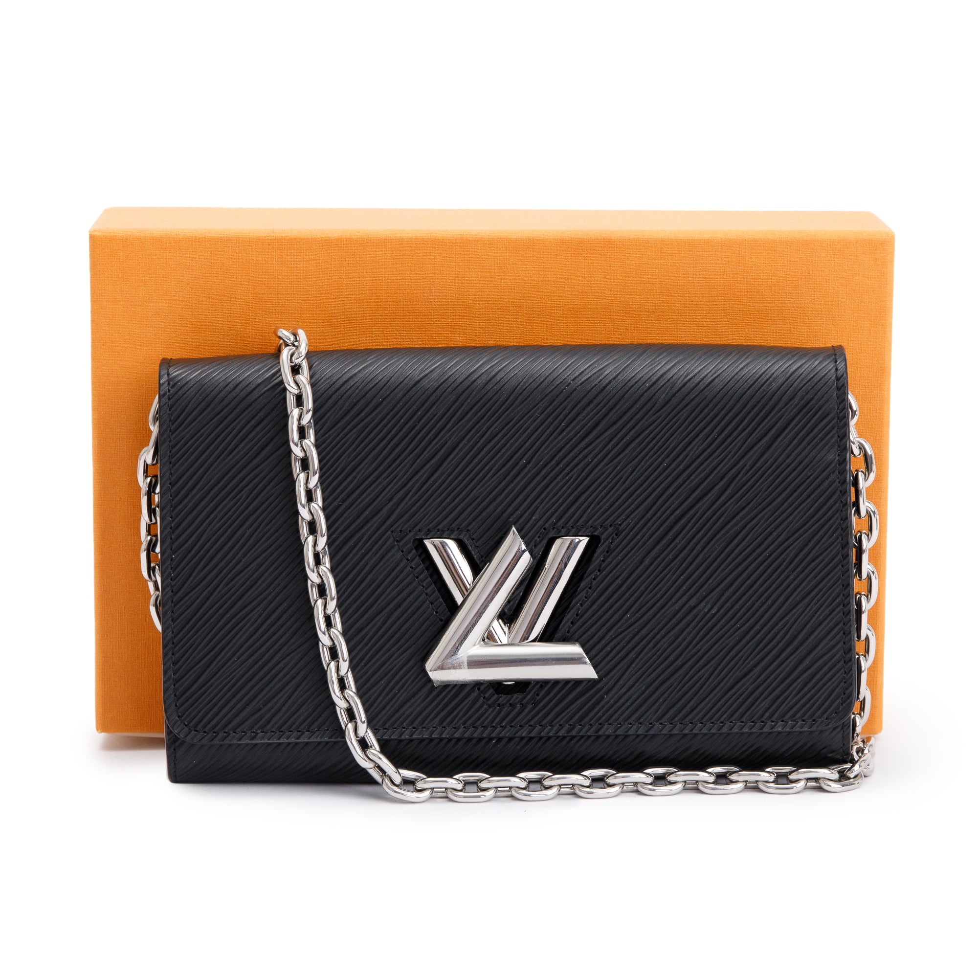 Louis Vuitton 2022 Black Epi Leather Twist Chain Wallet w/ Box
