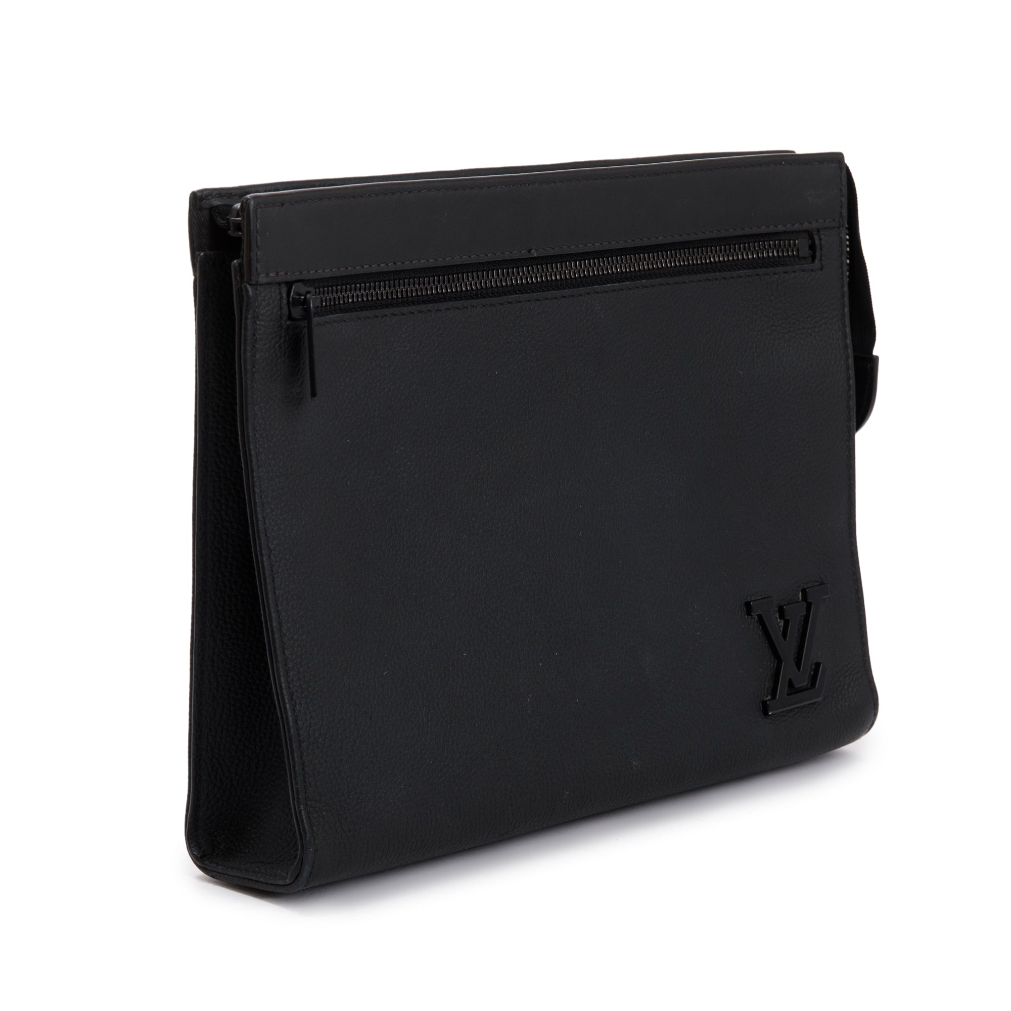 Louis Vuitton 2022 Black LV Aerogram Calfskin Leather Messenger Voyage w/ Receipt