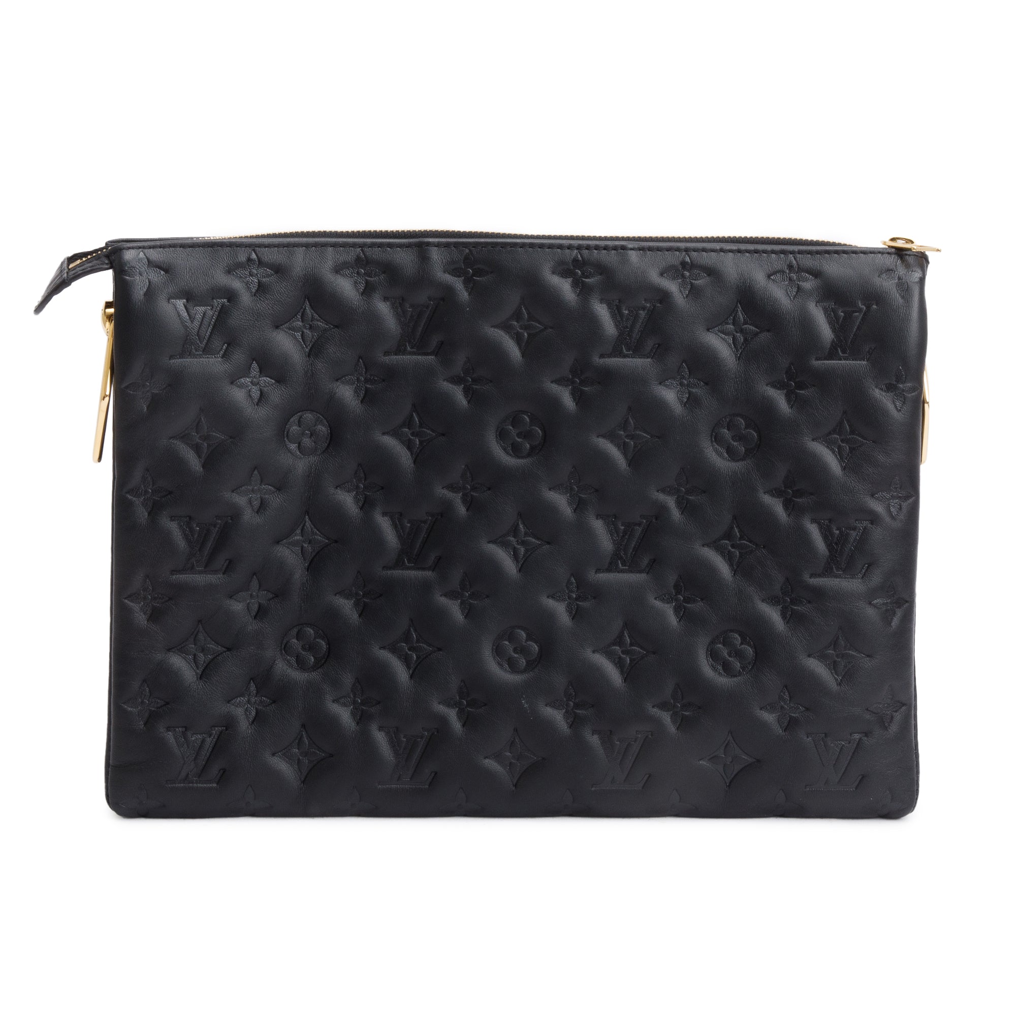 Louis Vuitton 2022 Black Monogram Embossed Lambskin Leather Coussin MM w/ Straps