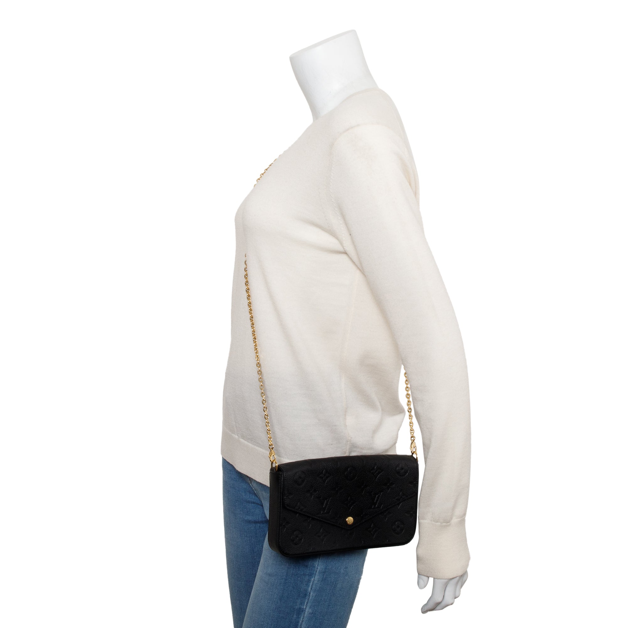 Louis Vuitton 2022 Black Monogram Empreinte Leather Felicie Pochette