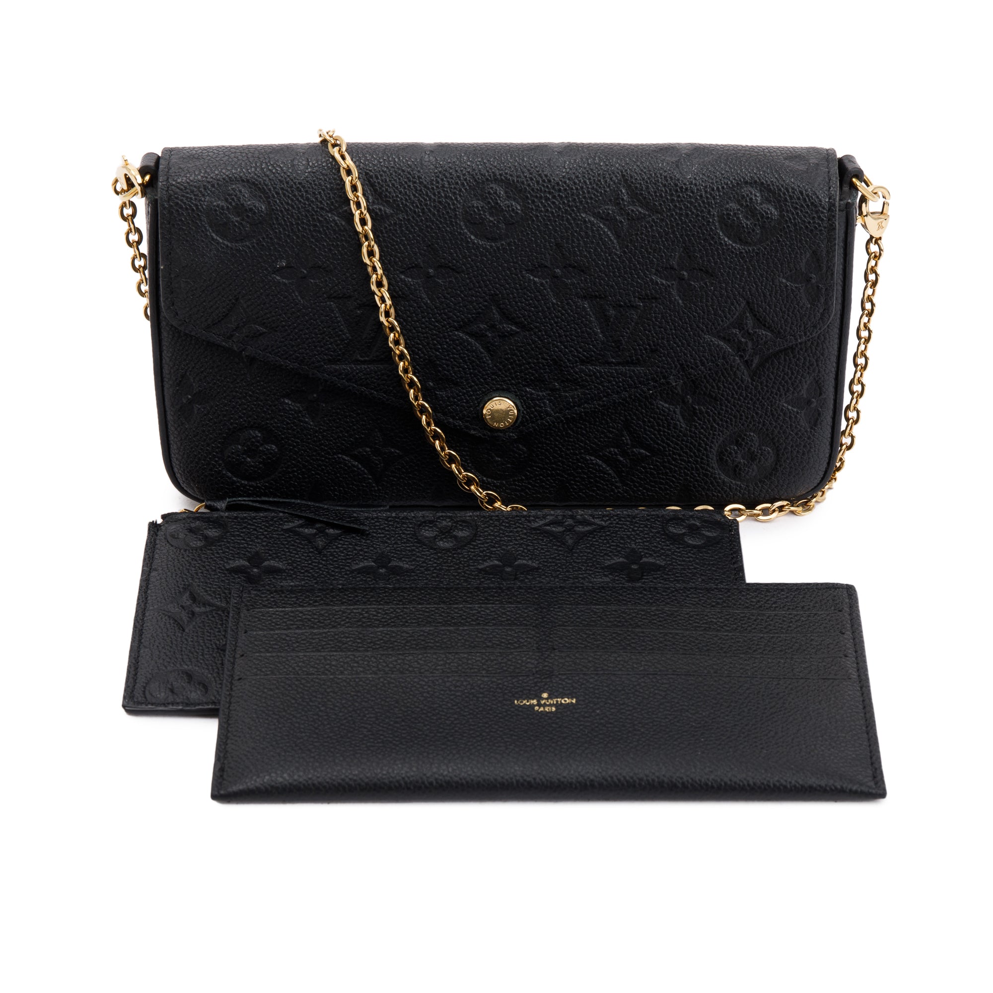 Louis Vuitton 2022 Black Monogram Empreinte Leather Felicie Pochette w/ Box & Inserts