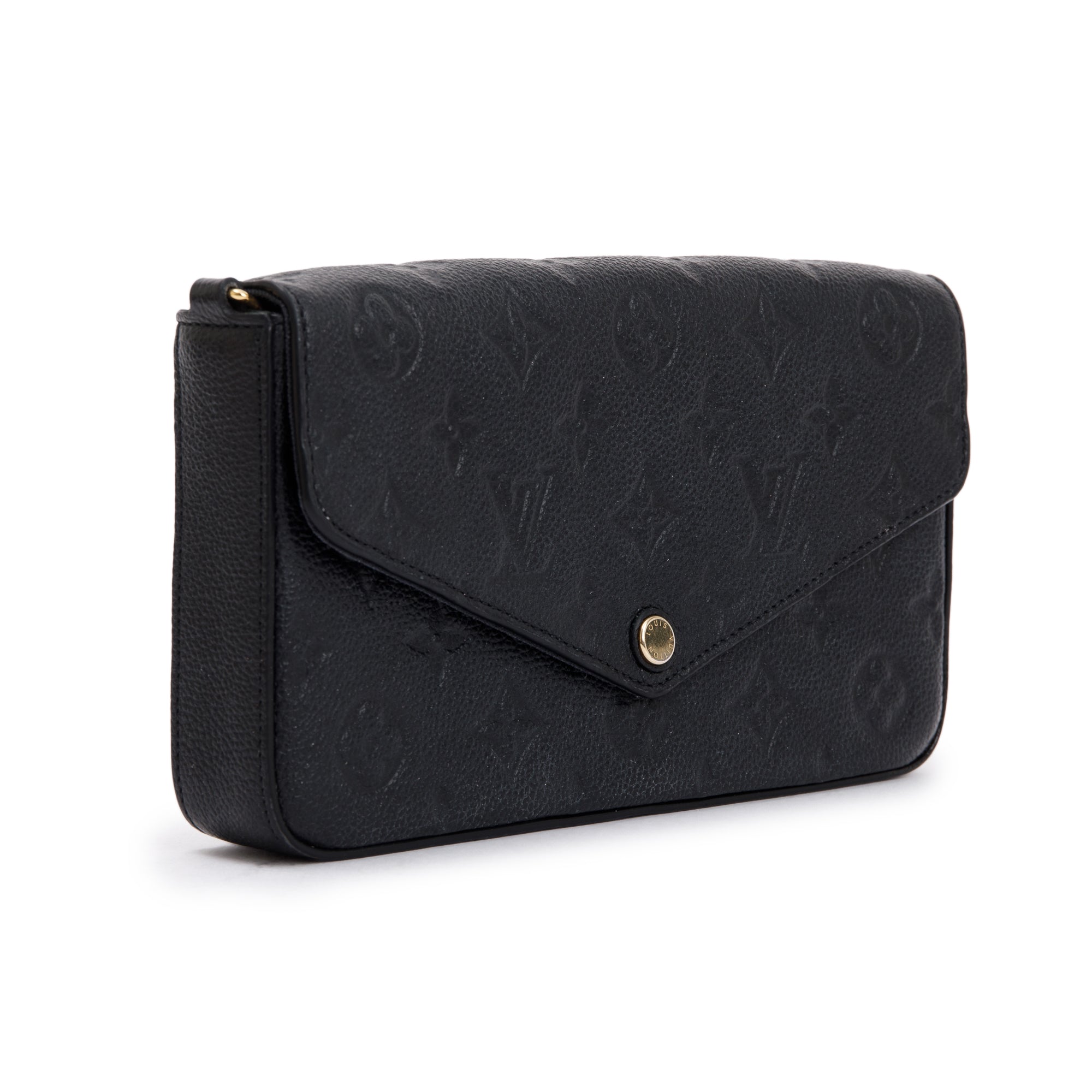 Louis Vuitton 2022 Black Monogram Empreinte Leather Felicie Pochette w/ Receipt & Inserts