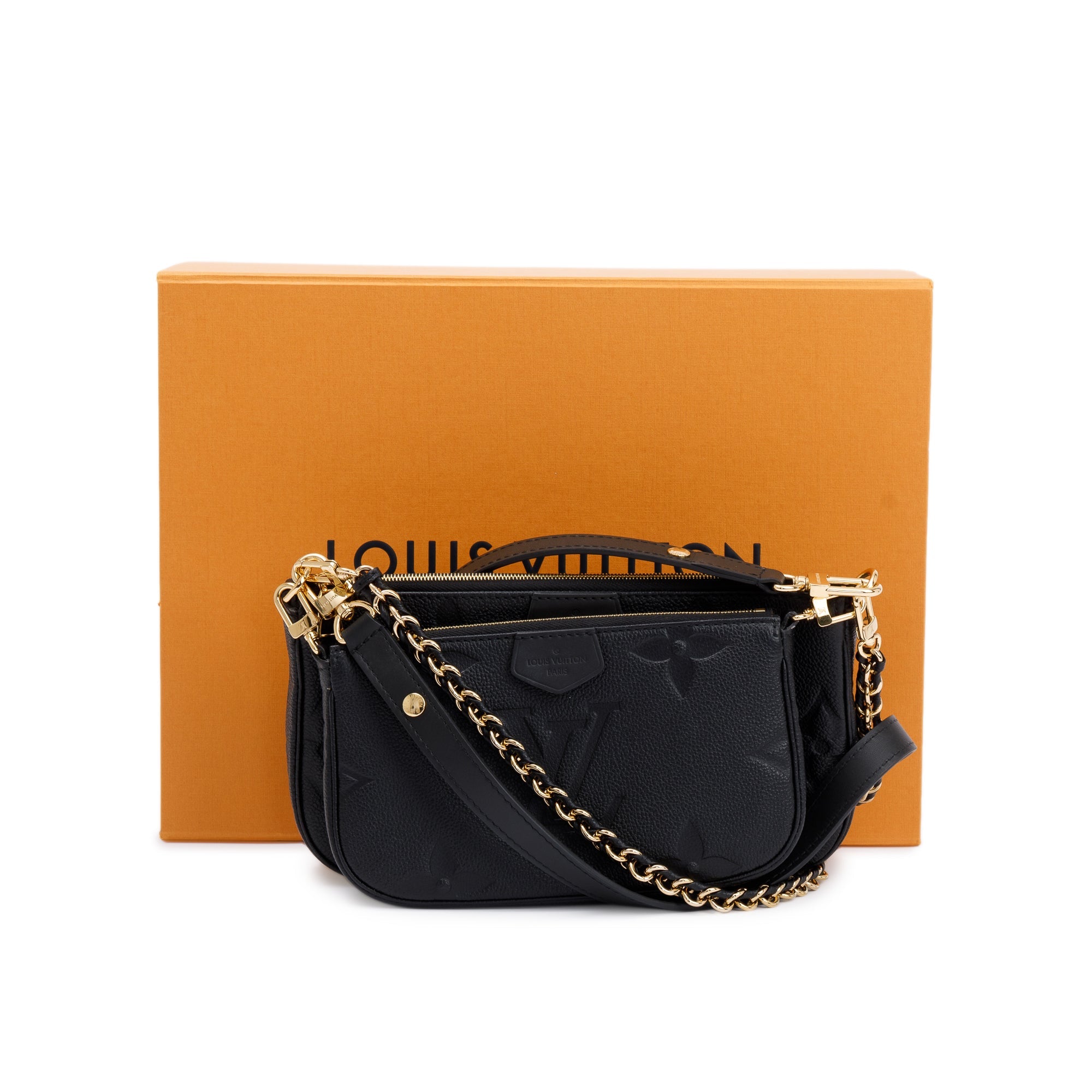 Louis Vuitton 2022 Black Monogram Empreinte Leather Multi-Pochette Accessoires w/ Box