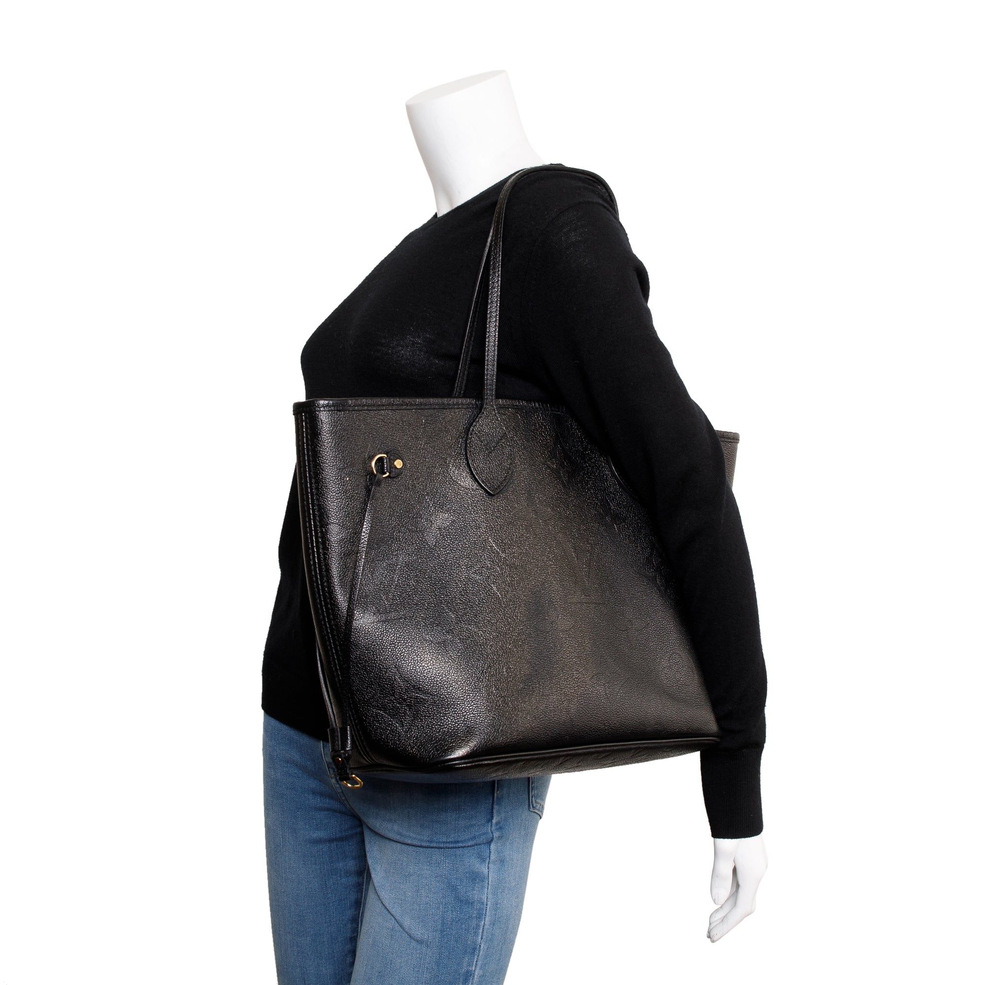 Louis Vuitton 2022 Black Monogram Empreinte Leather Neverfull MM w/ Pouch & Box