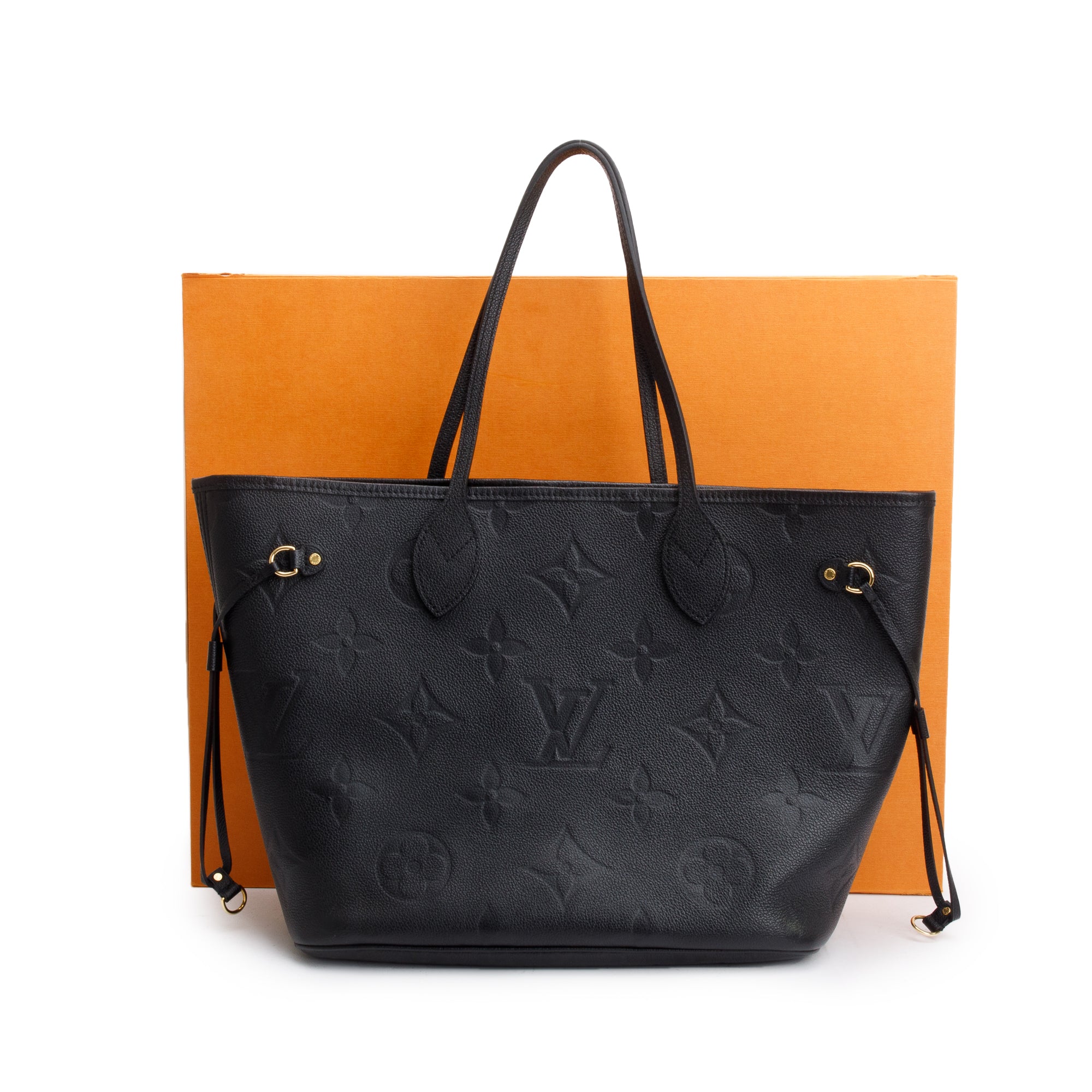 Louis Vuitton 2022 Black Monogram Empreinte Leather Neverfull MM w/ Pouch & Box
