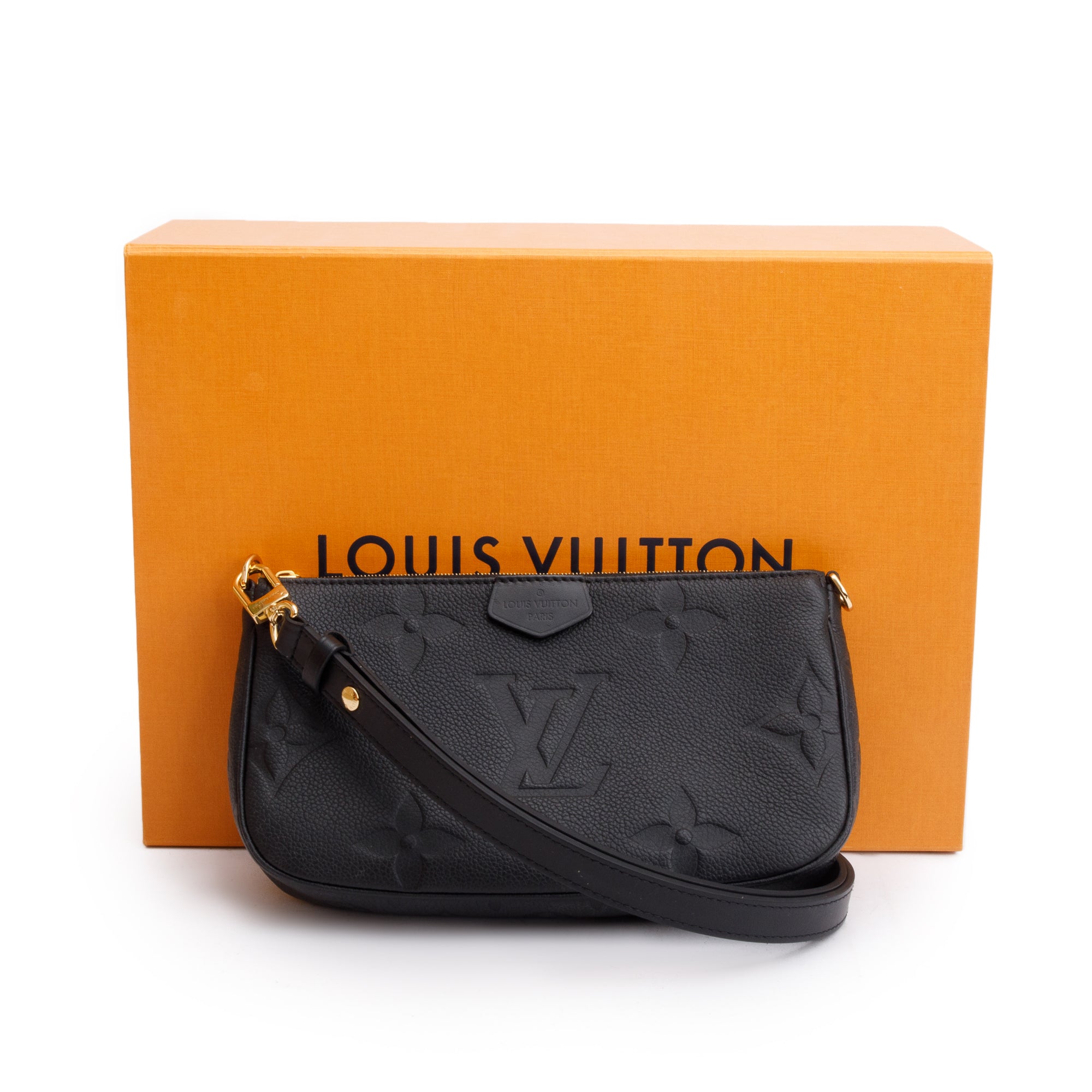 Louis Vuitton 2022 Black Monogram Empreinte Leather Pochette Accessoires w/ Box