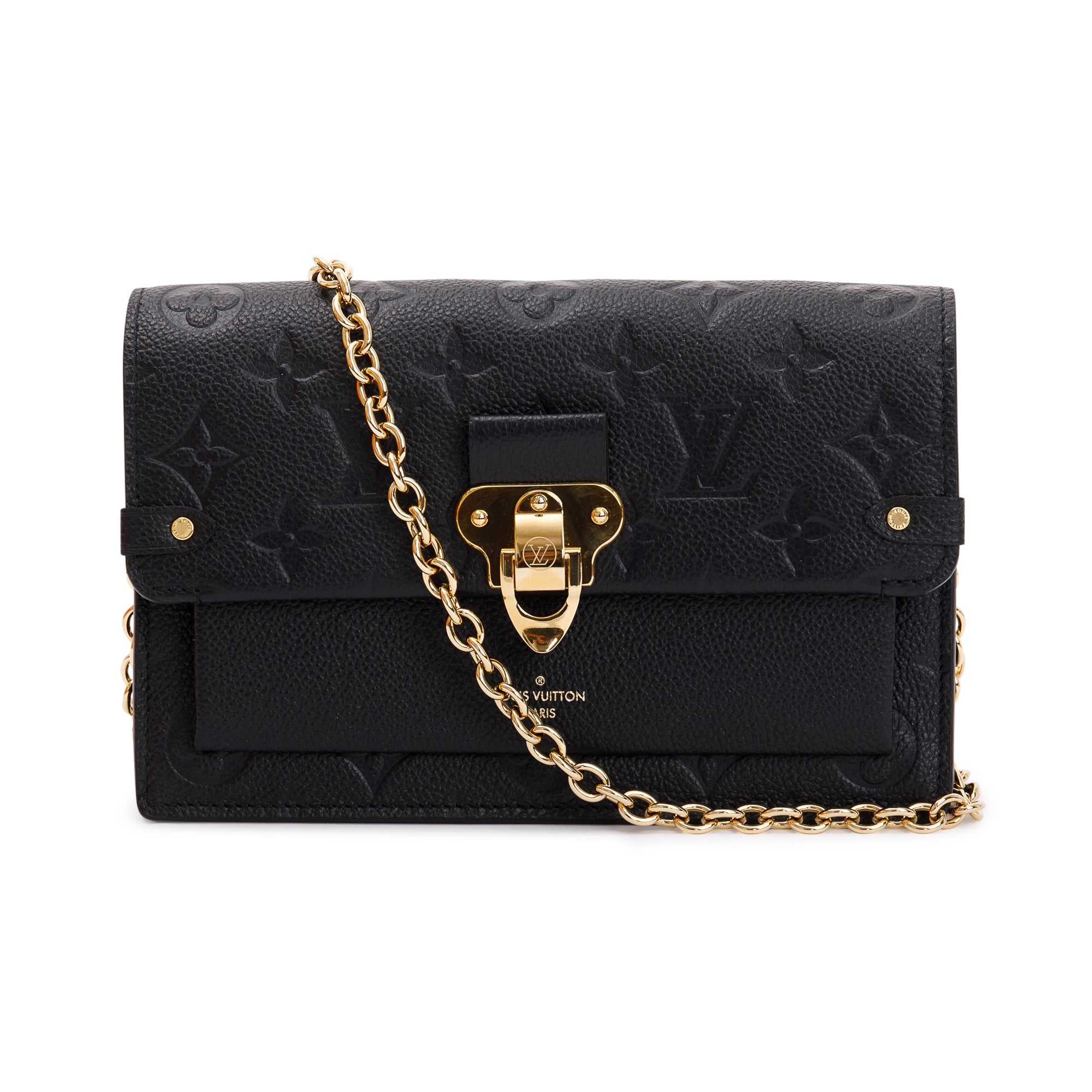 Louis Vuitton 2022 Black Monogram Empreinte Vavin Chain Wallet w/ Box