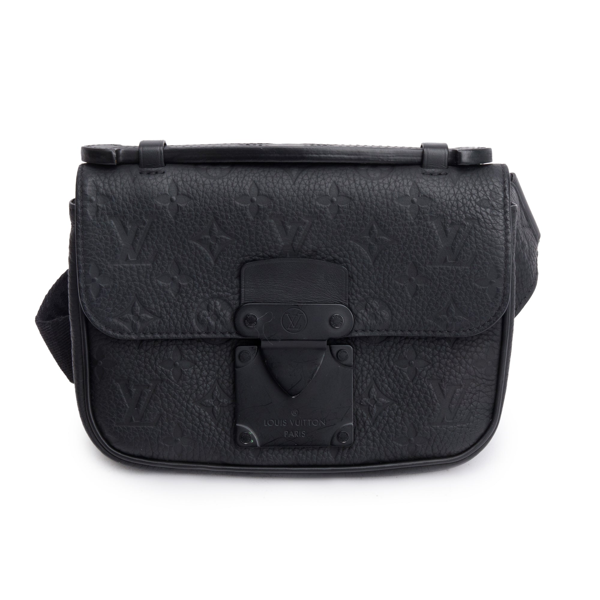 Louis Vuitton 2022 Black Monogram Taurillon Leather S Lock Sling Bag