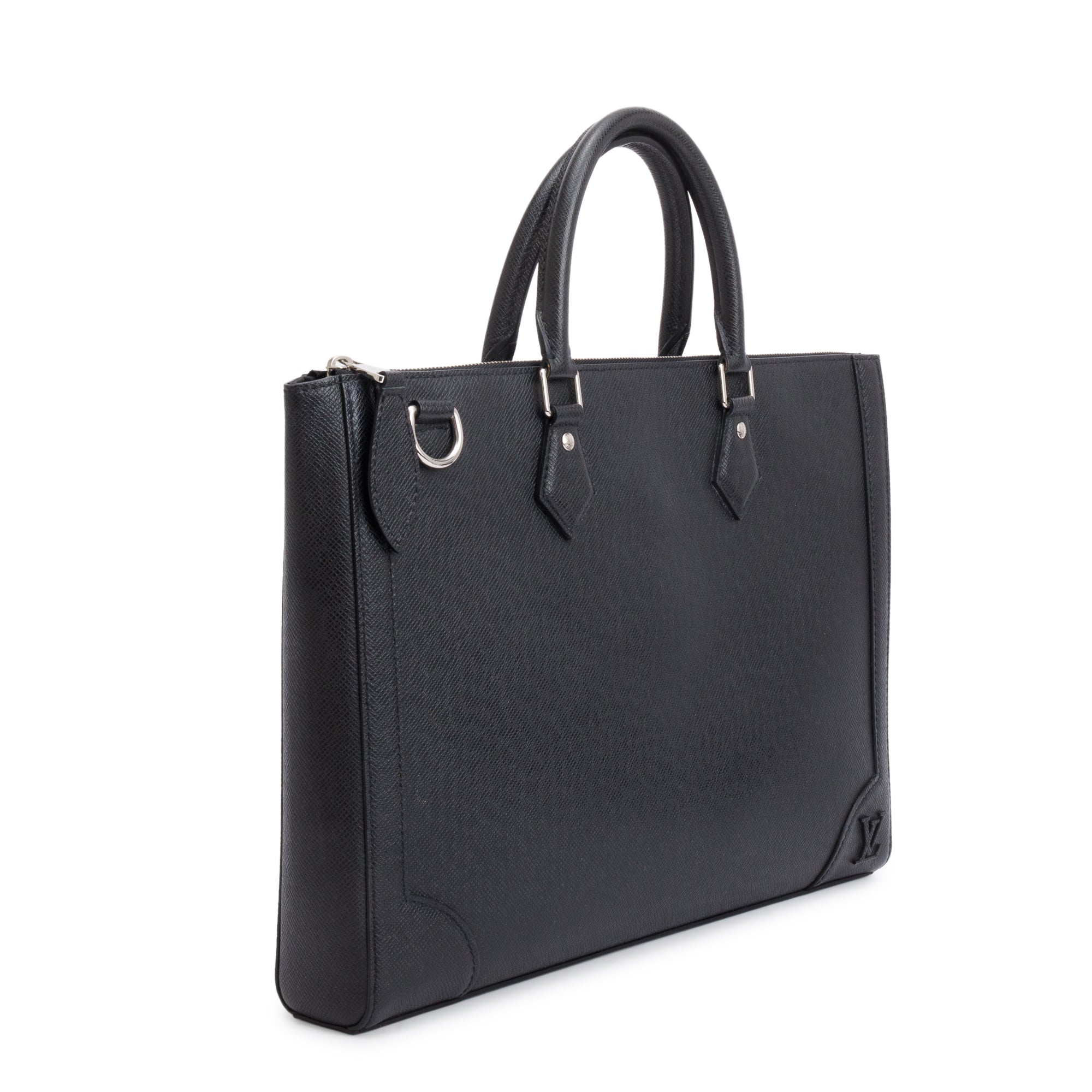 Louis Vuitton 2022 Black Taiga Leather Slim Briefcase NV w/ Strap