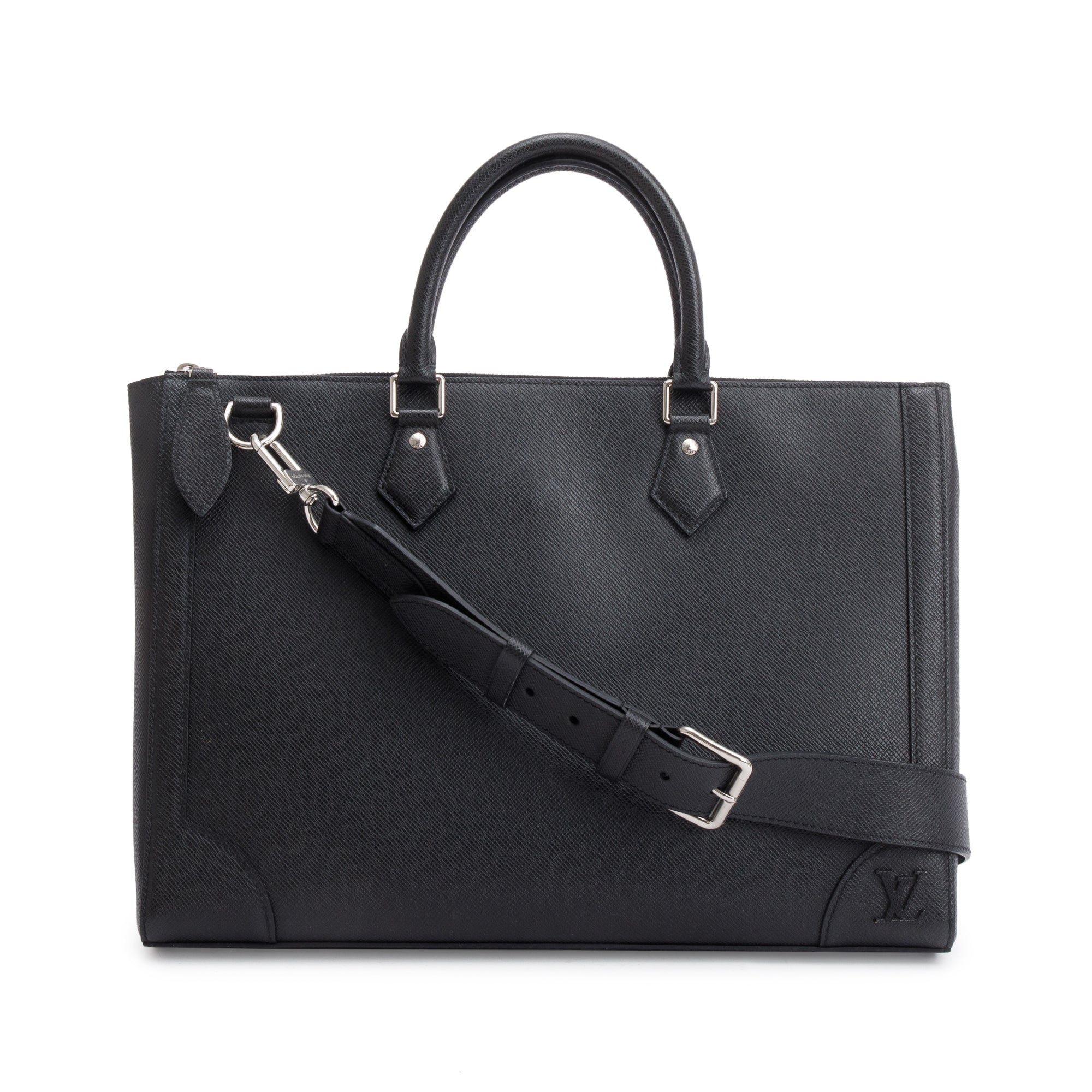 Louis Vuitton 2022 Black Taiga Leather Slim Briefcase NV w/ Strap