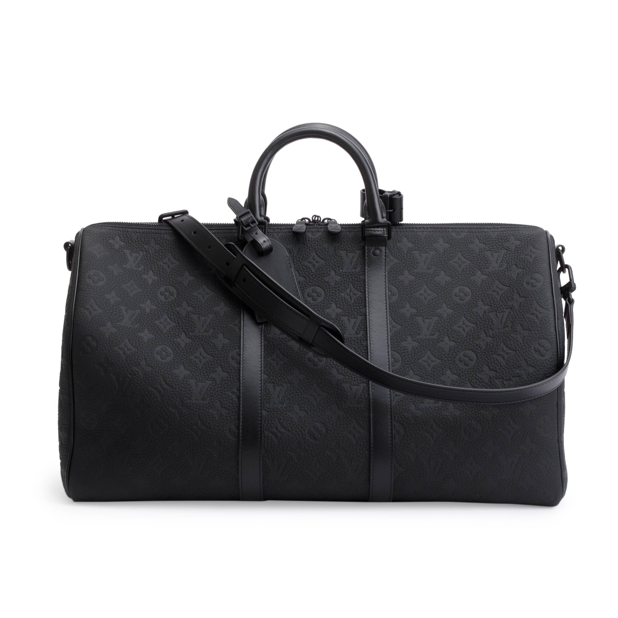 Louis Vuitton 2022 Black Taurillon Monogram Keepall Bandouliere 50