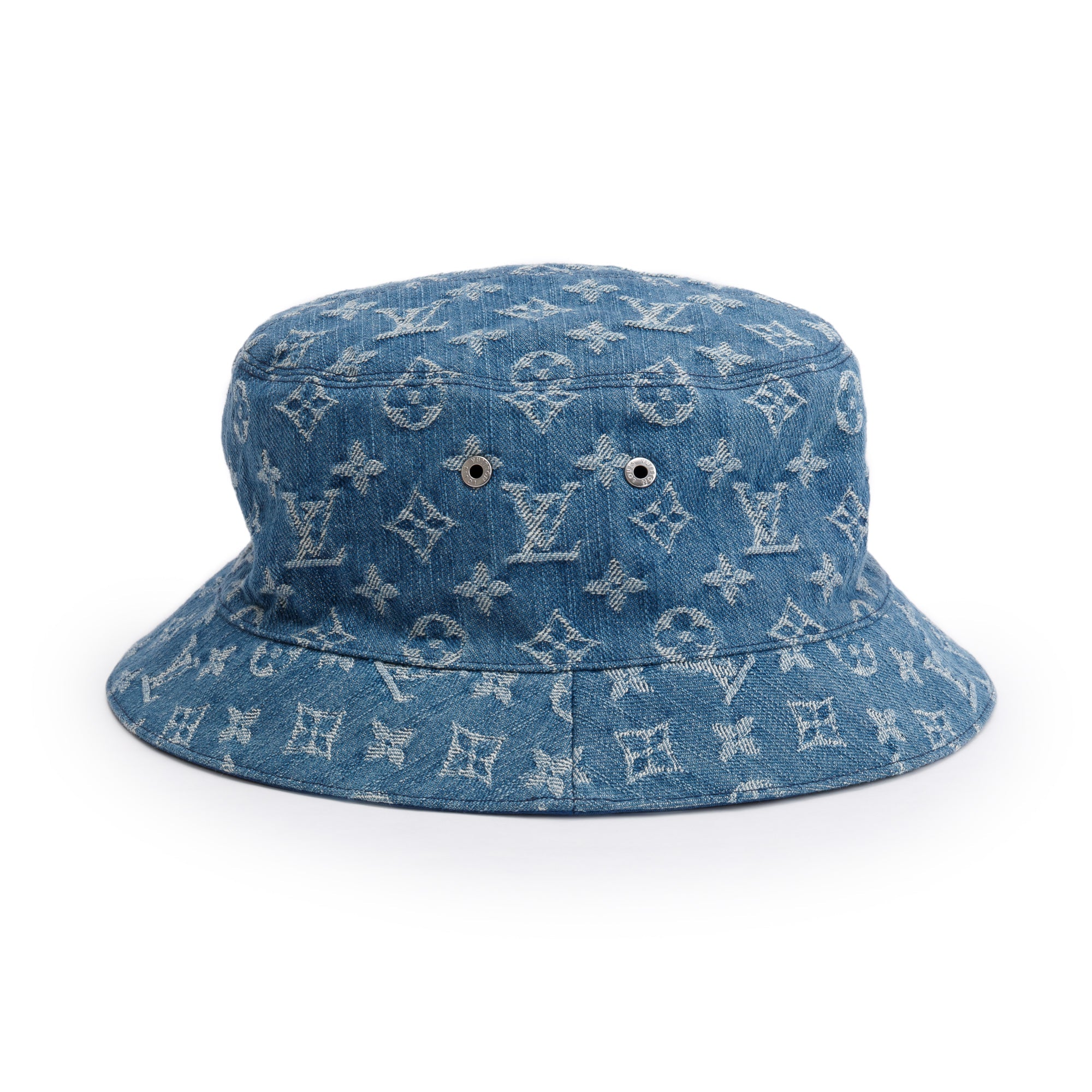 Louis Vuitton 2022 Blue Monogram Denim Essential Bucket Hat, Size 62 w/ Box