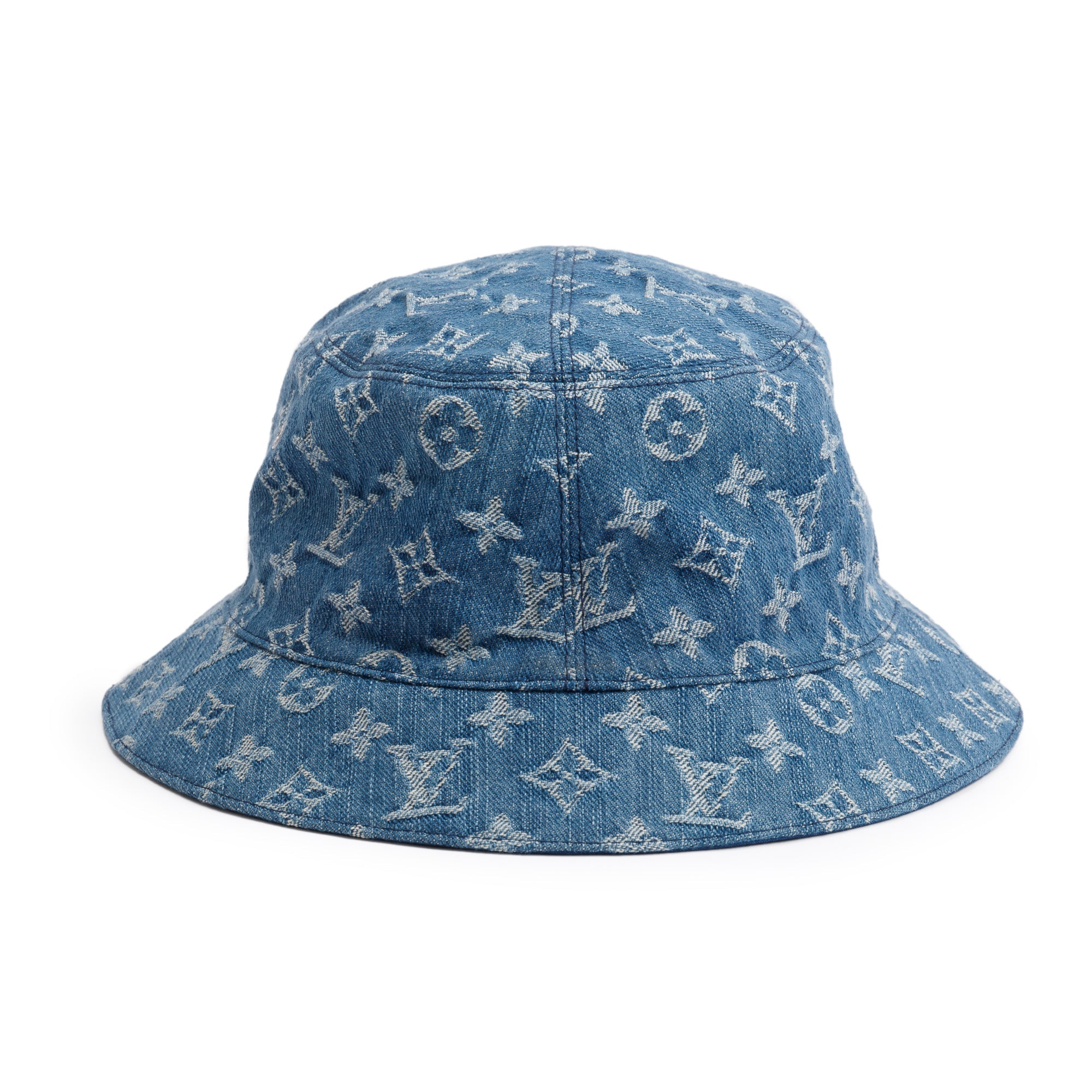 Louis Vuitton 2022 Blue Monogram Denim Essential Bucket Hat, Size 62 w/ Box